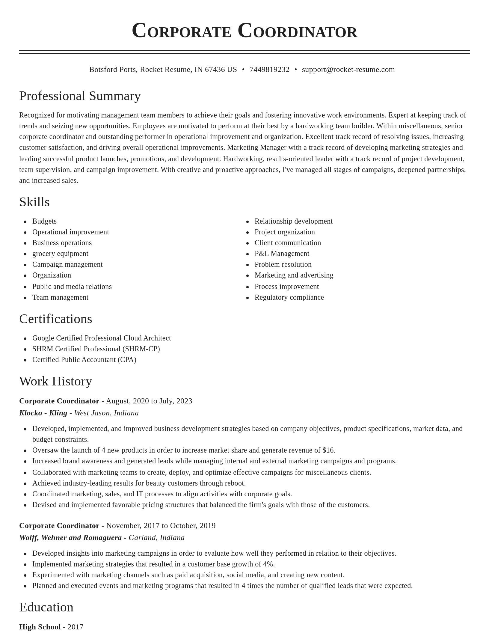Classic resume template