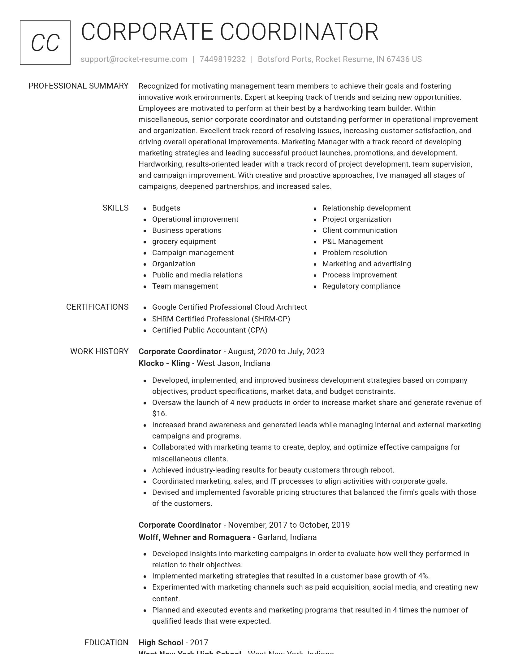 Renowned resume template