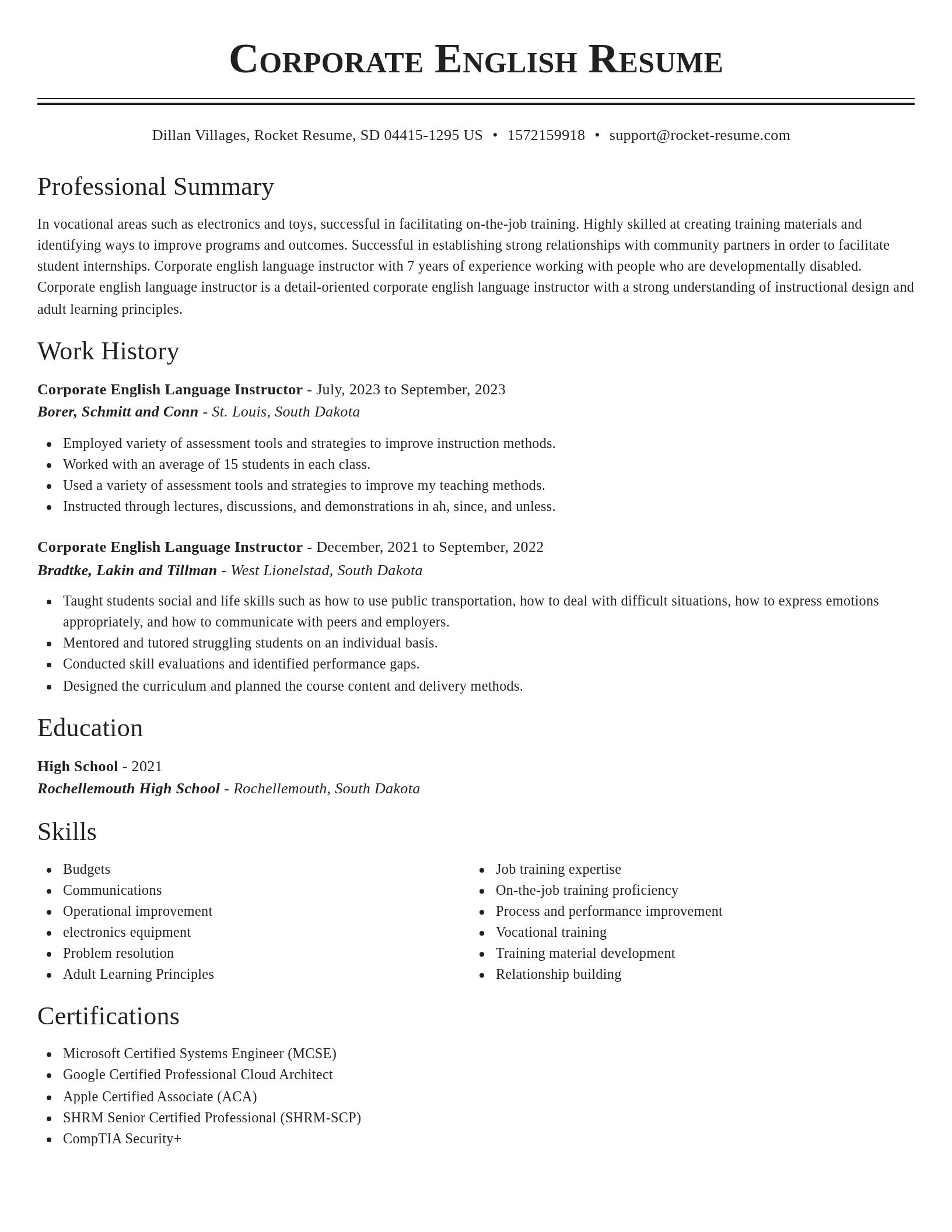 Classic resume template