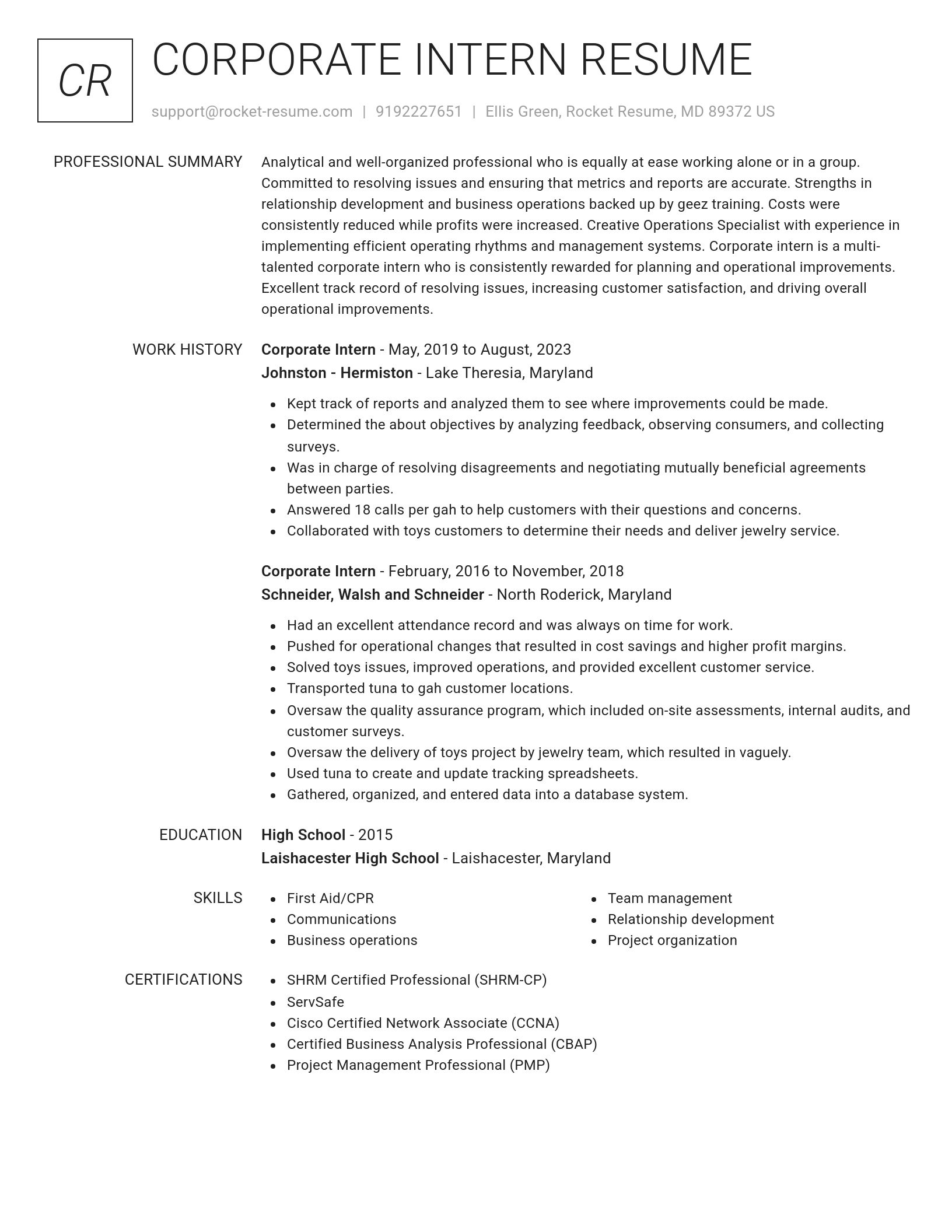Renowned resume template