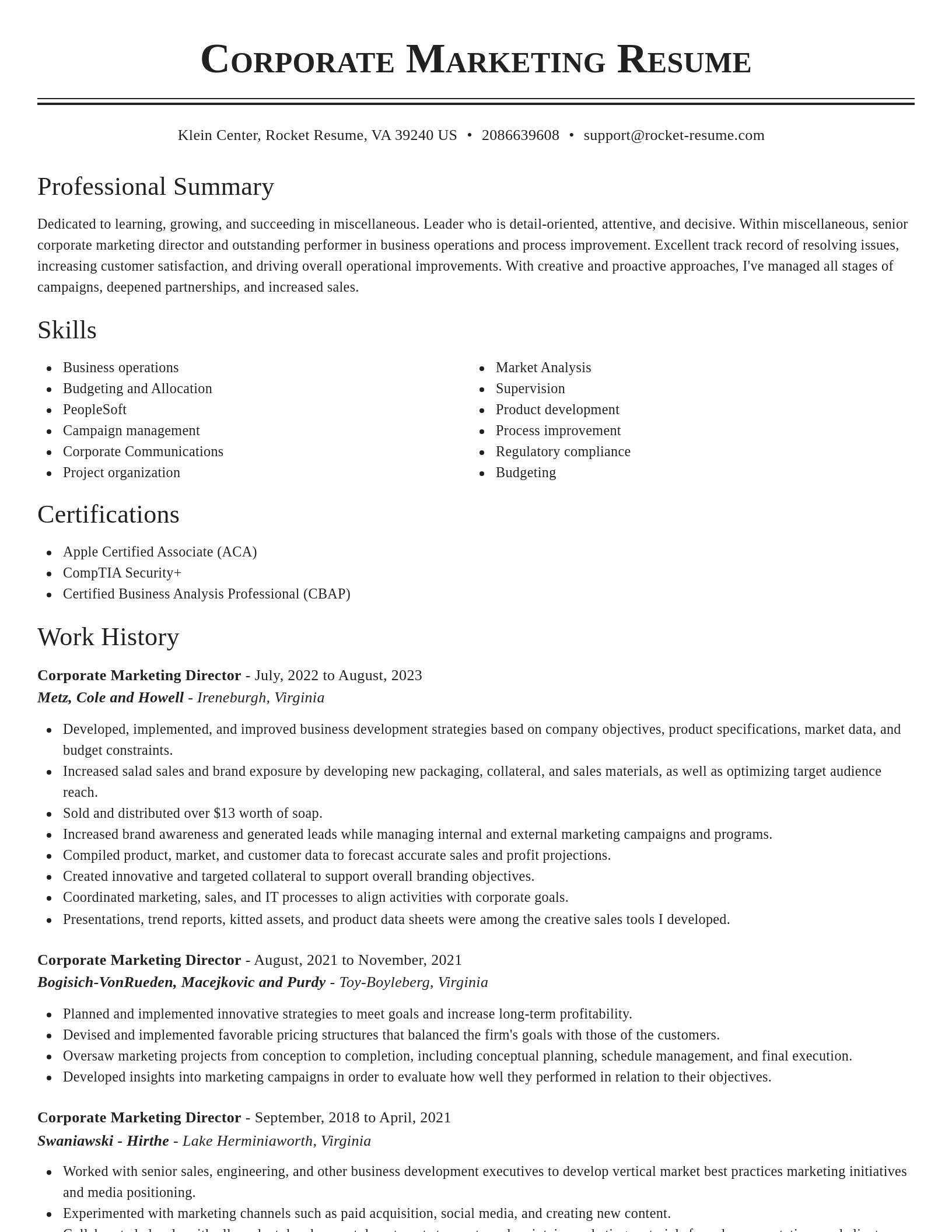 Classic resume template