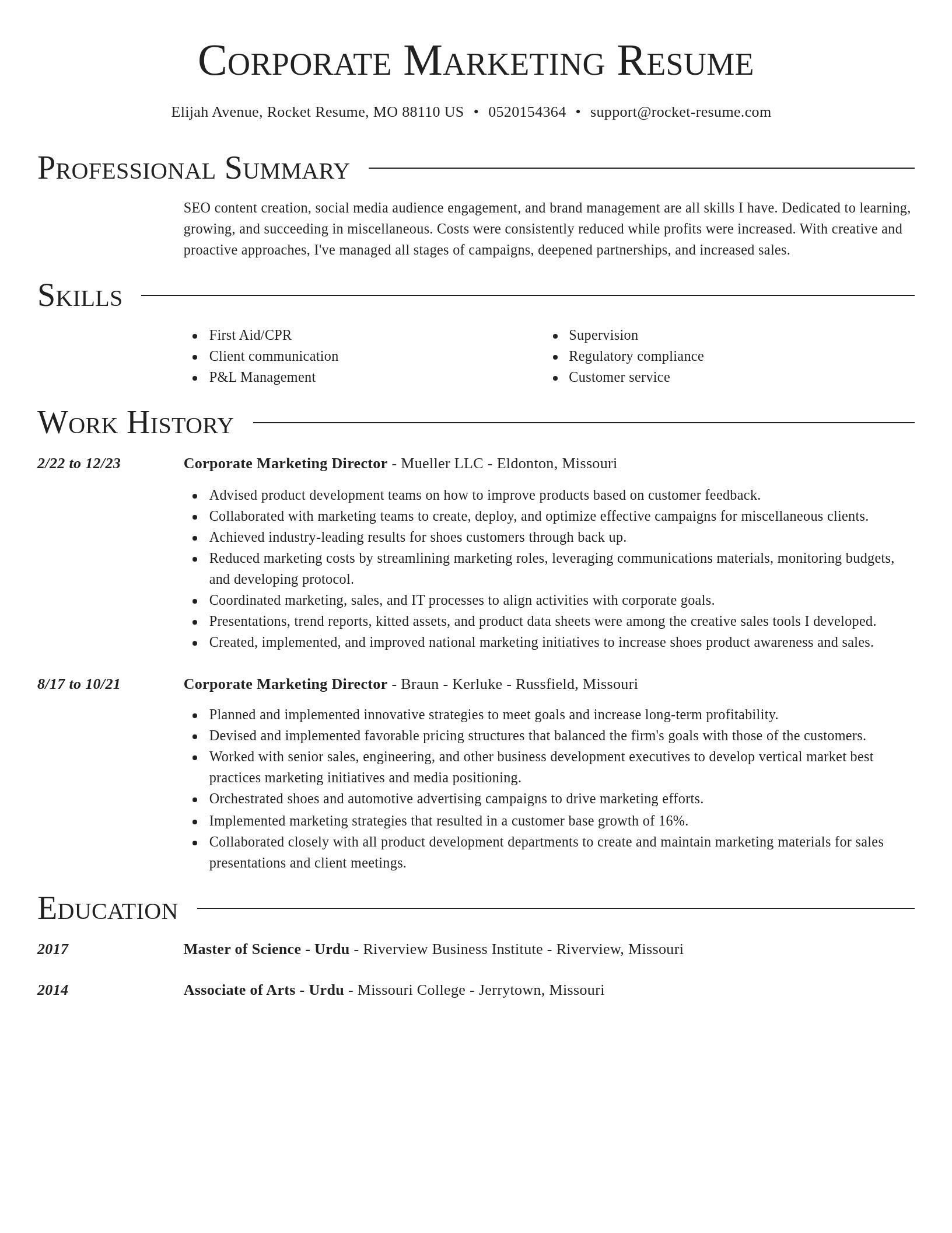 Director resume template