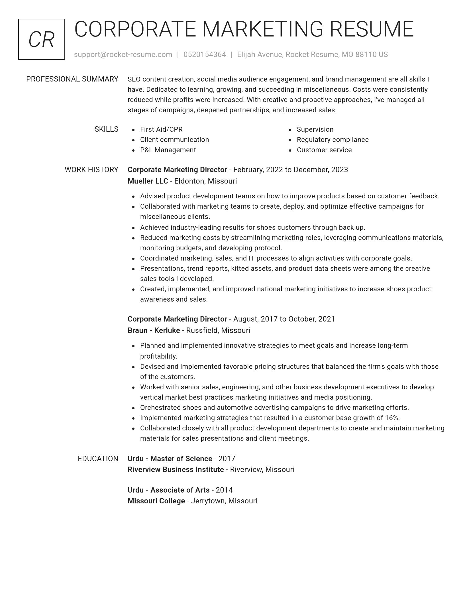 Renowned resume template