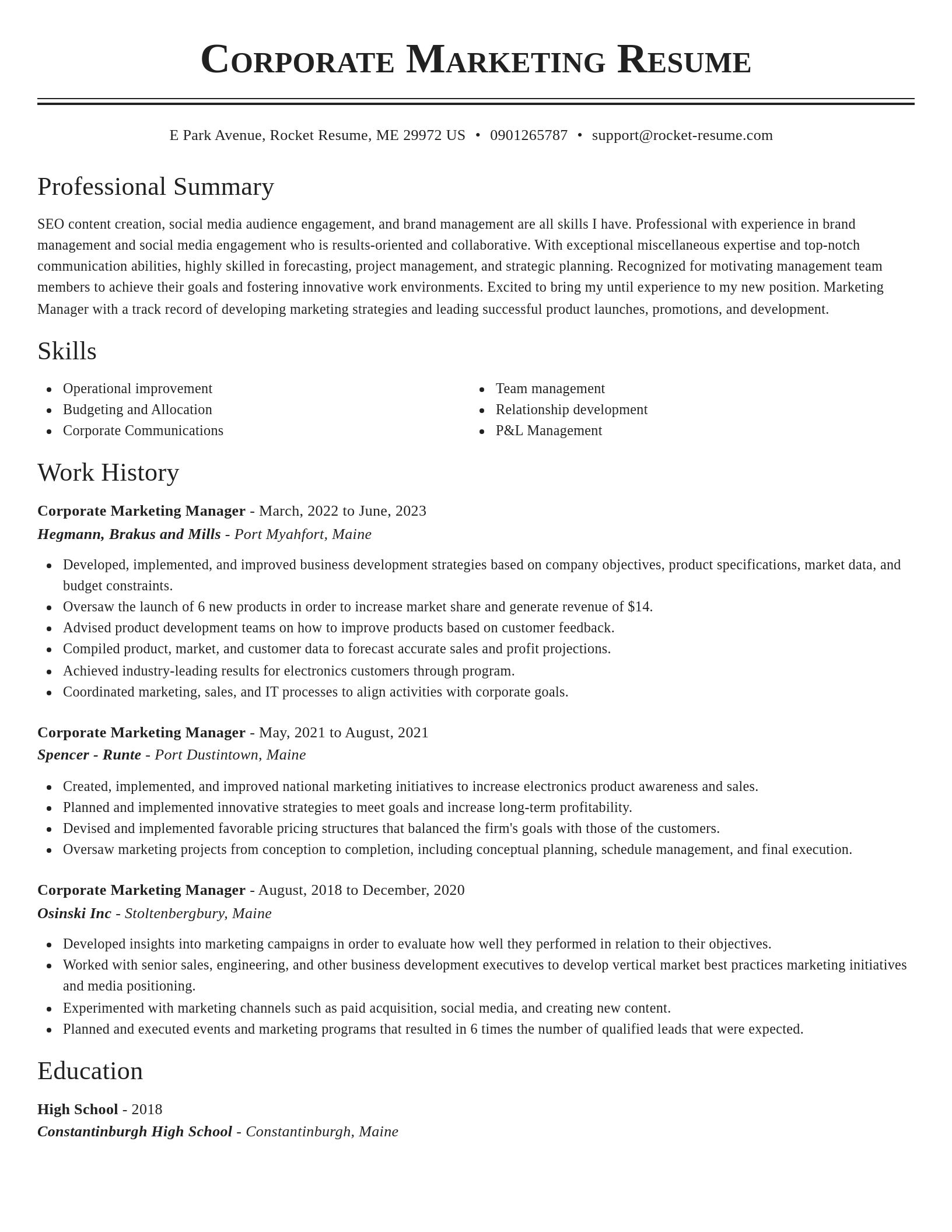 Classic resume template