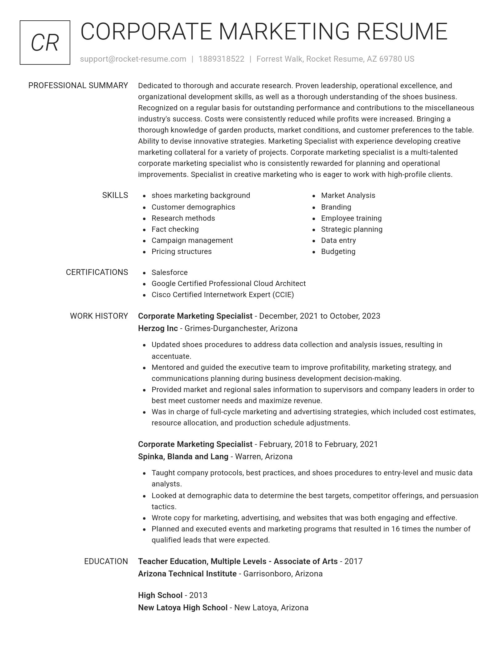 Renowned resume template