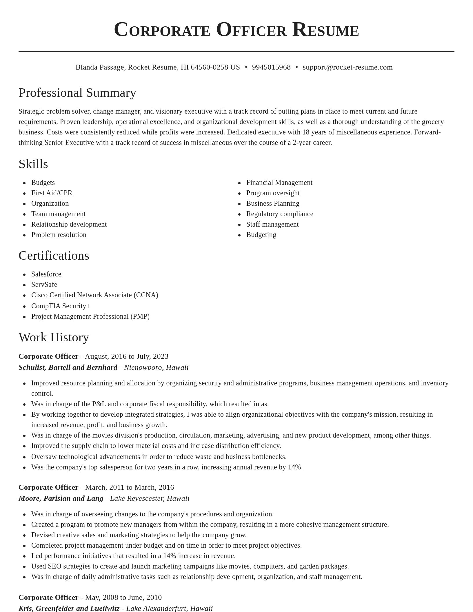 Classic resume template