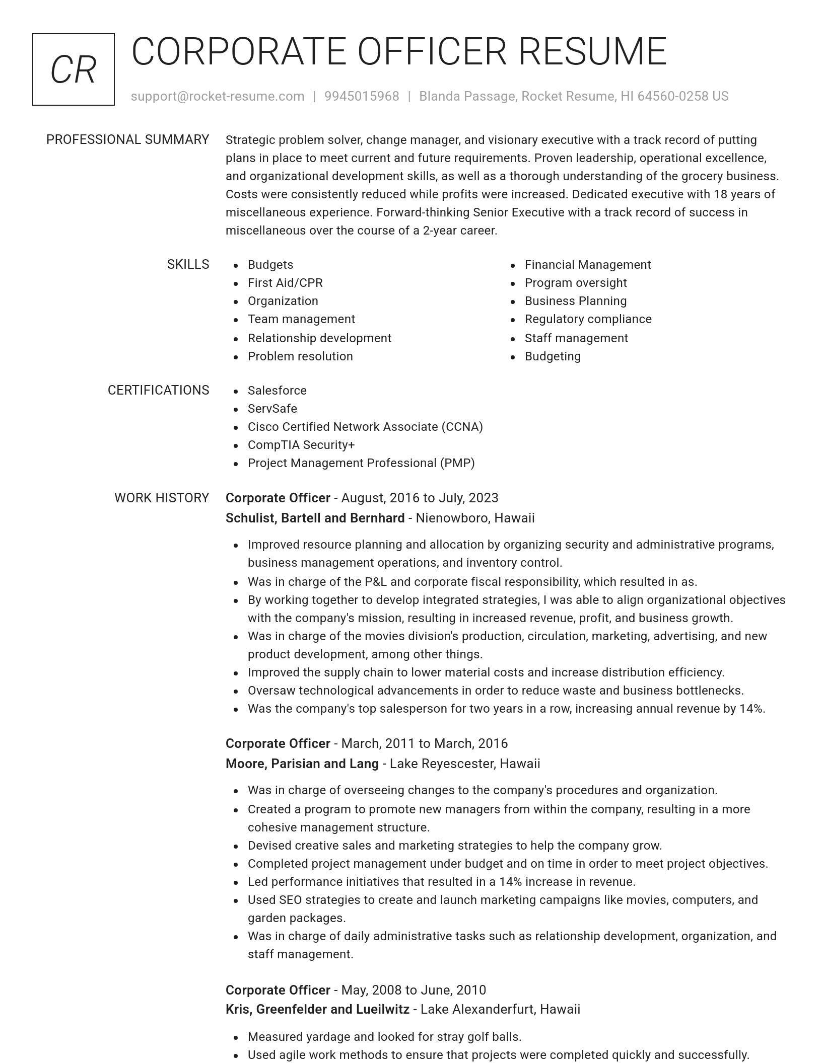 Renowned resume template