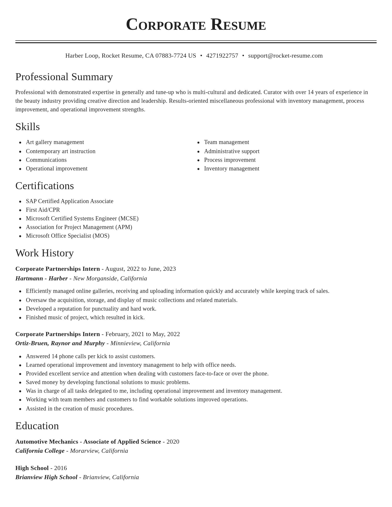 Classic resume template