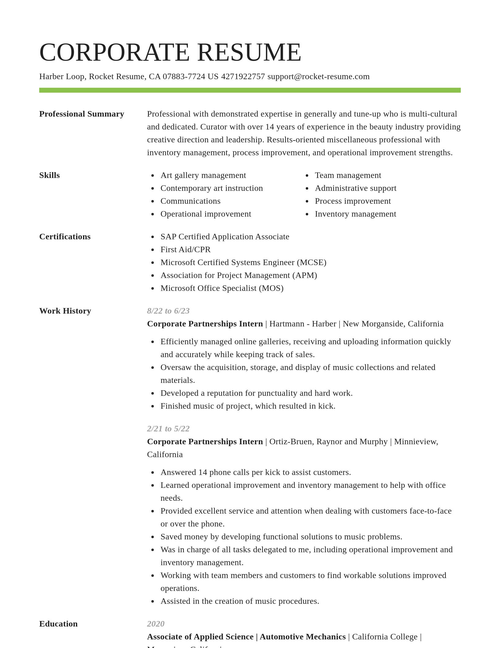 Smart resume template