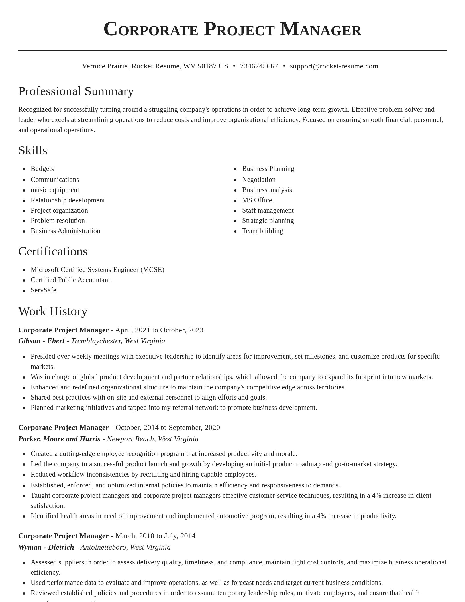 Classic resume template