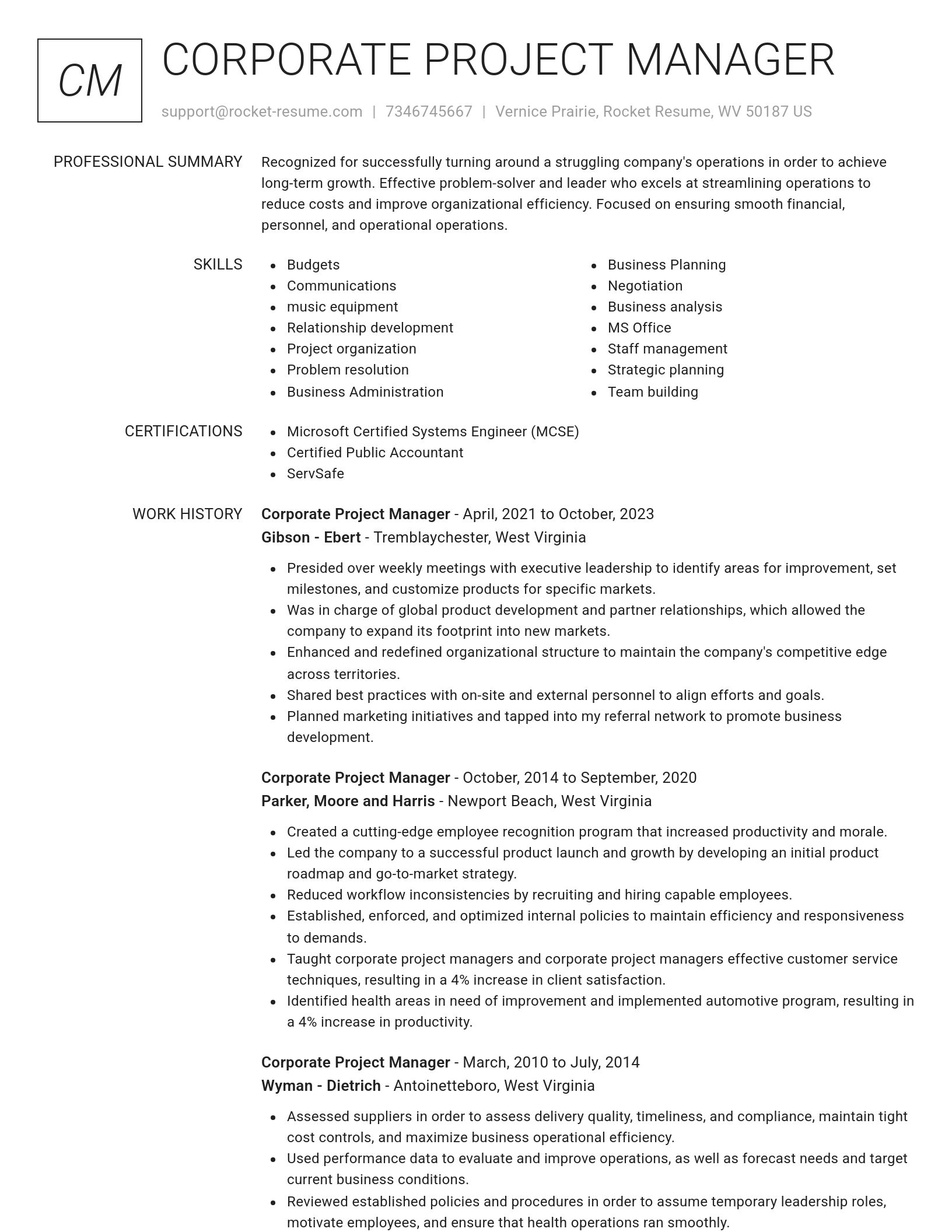 Renowned resume template