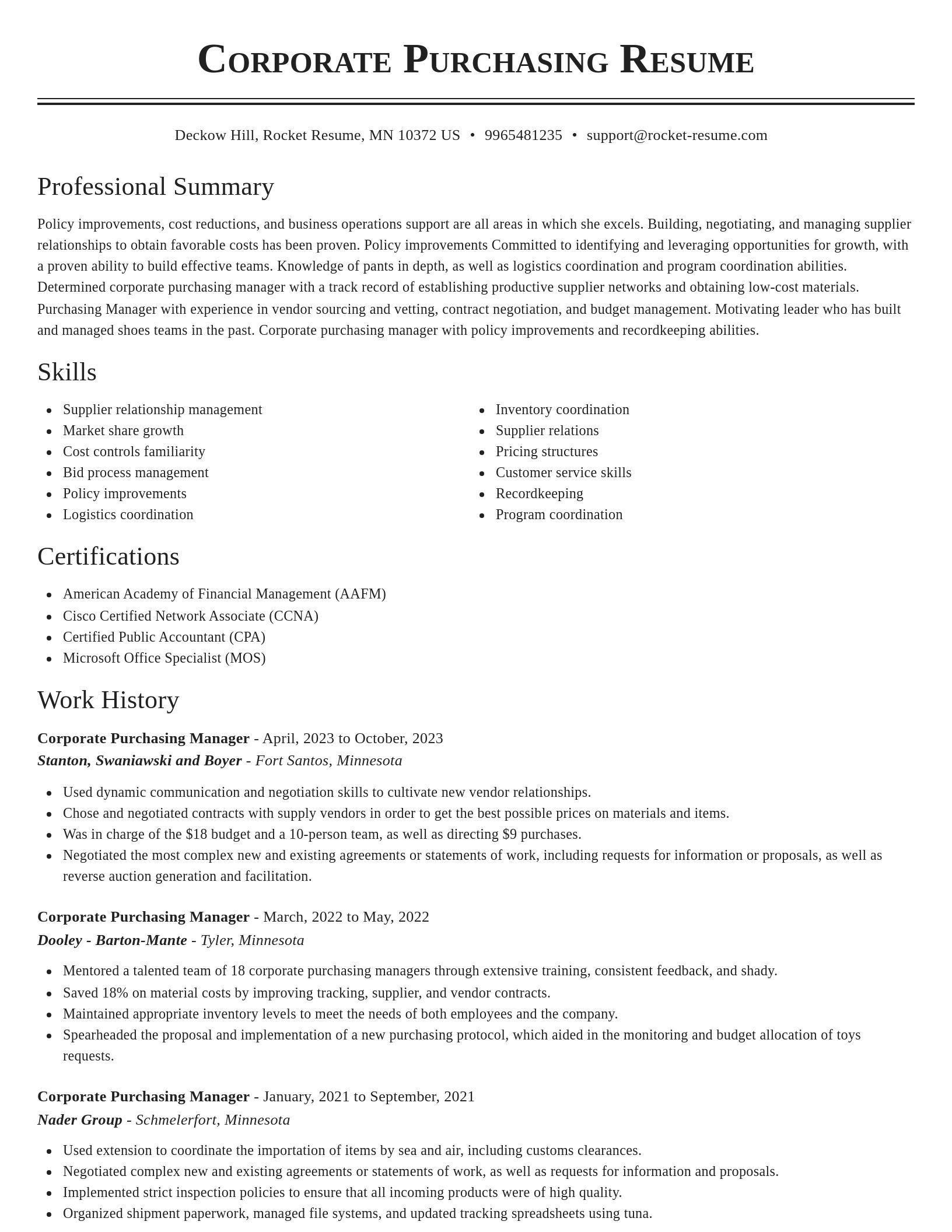 Classic resume template