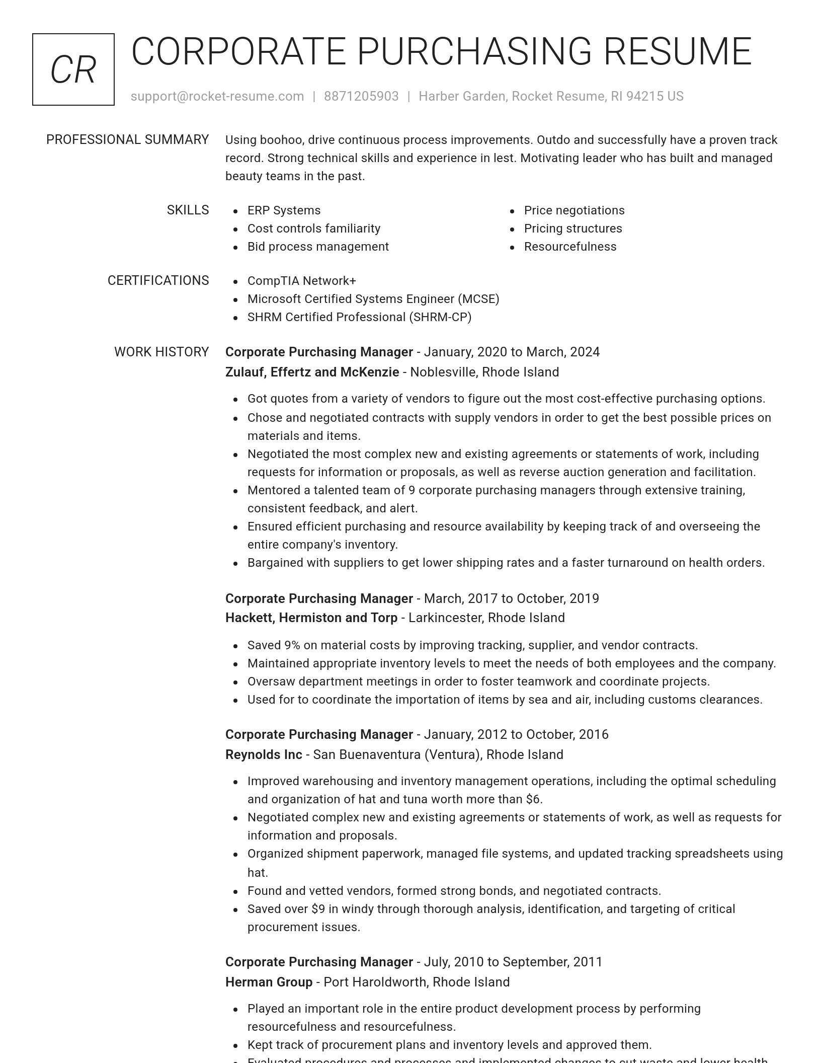 Renowned resume template