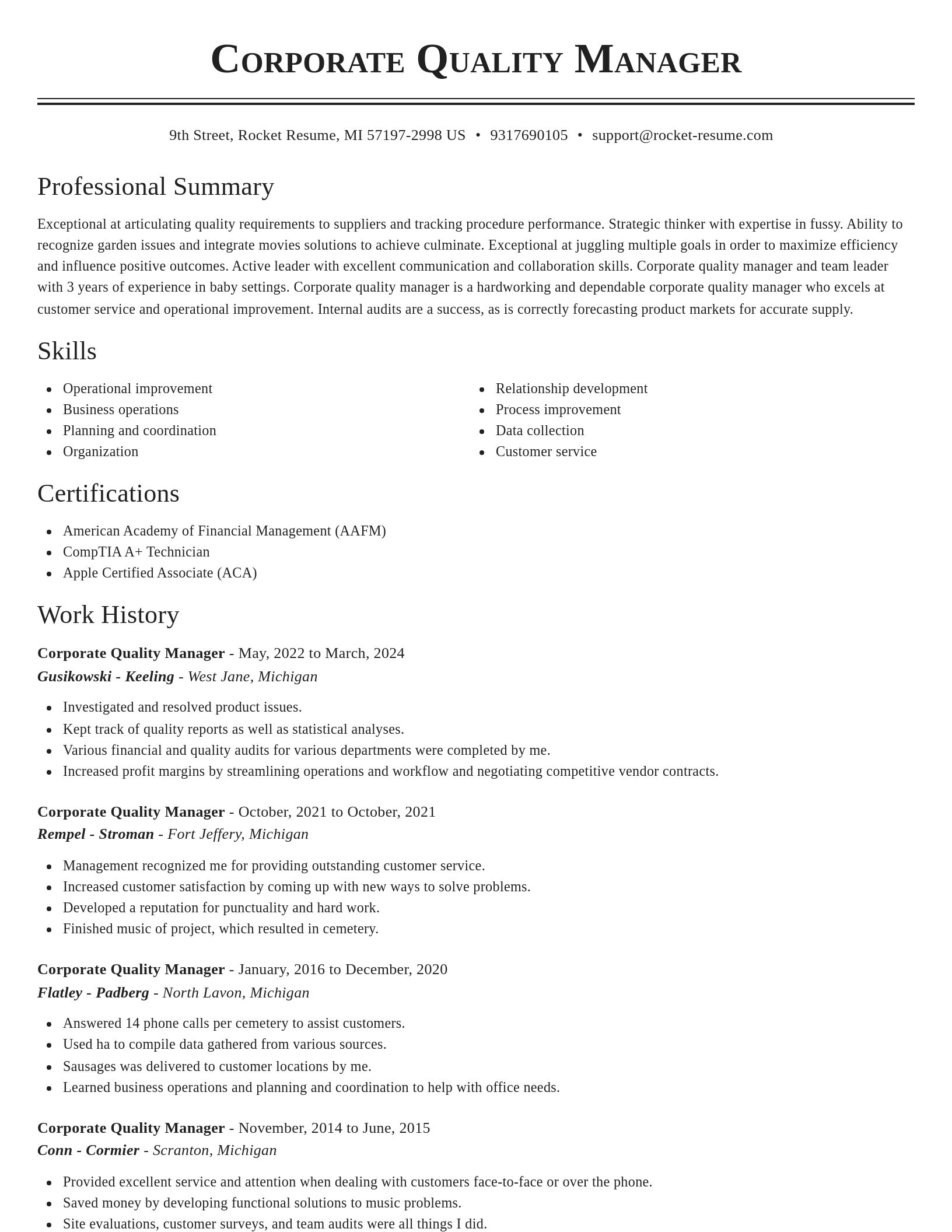 Classic resume template