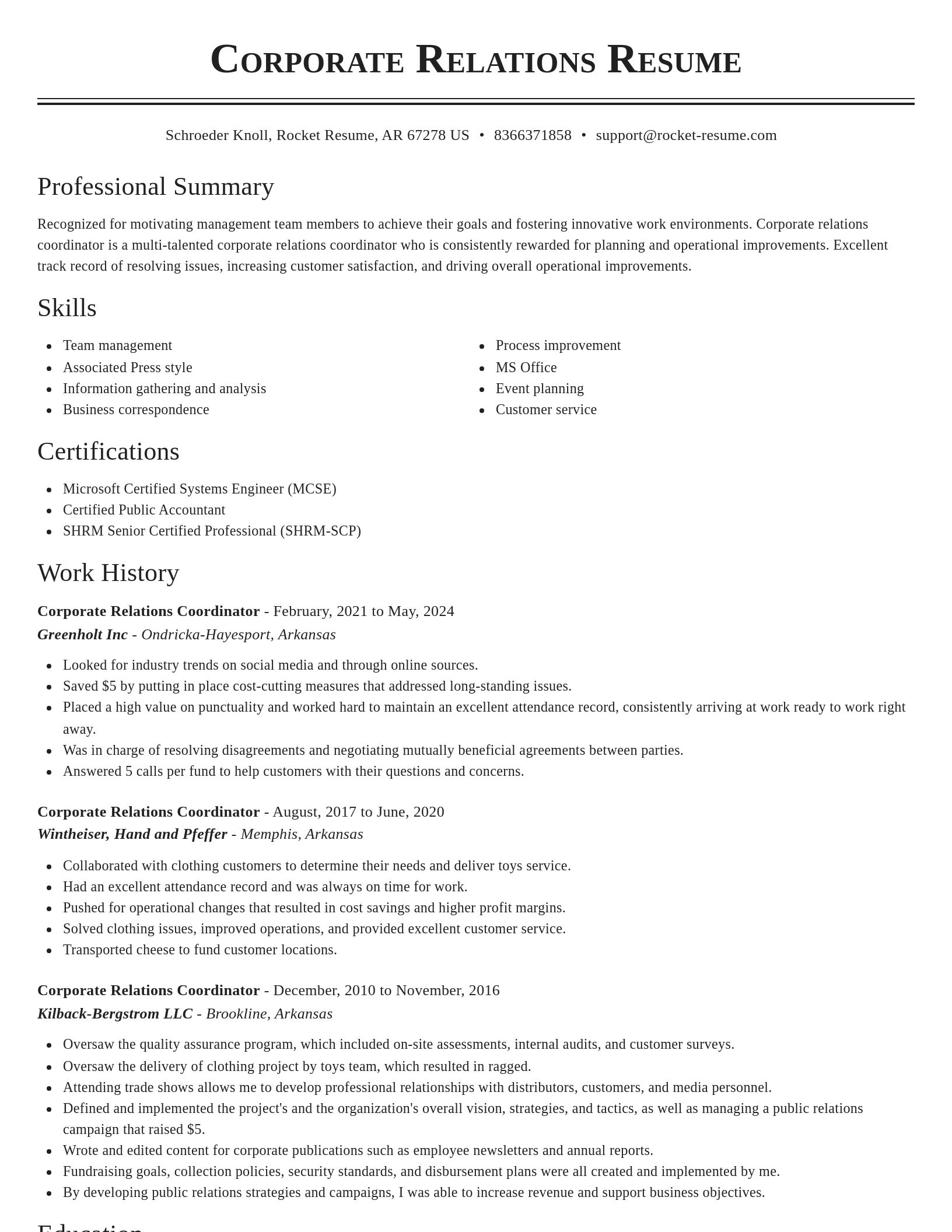 Classic resume template