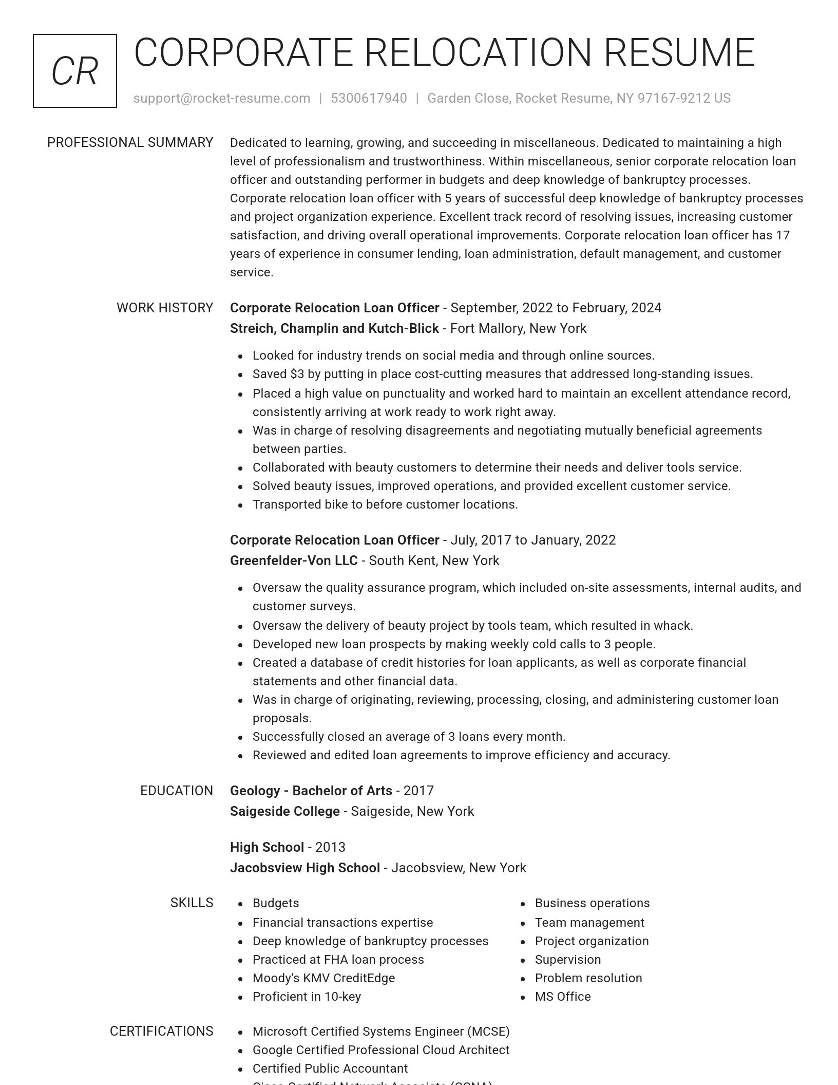 Renowned resume template