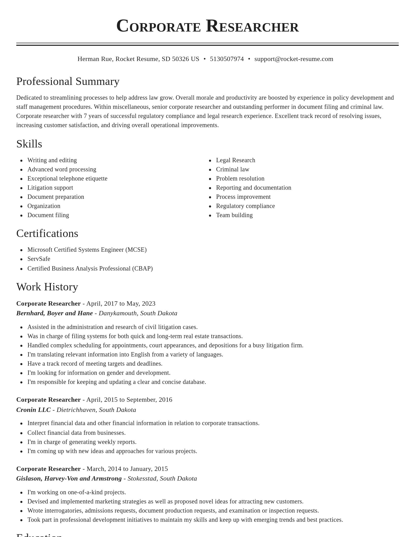 Classic resume template