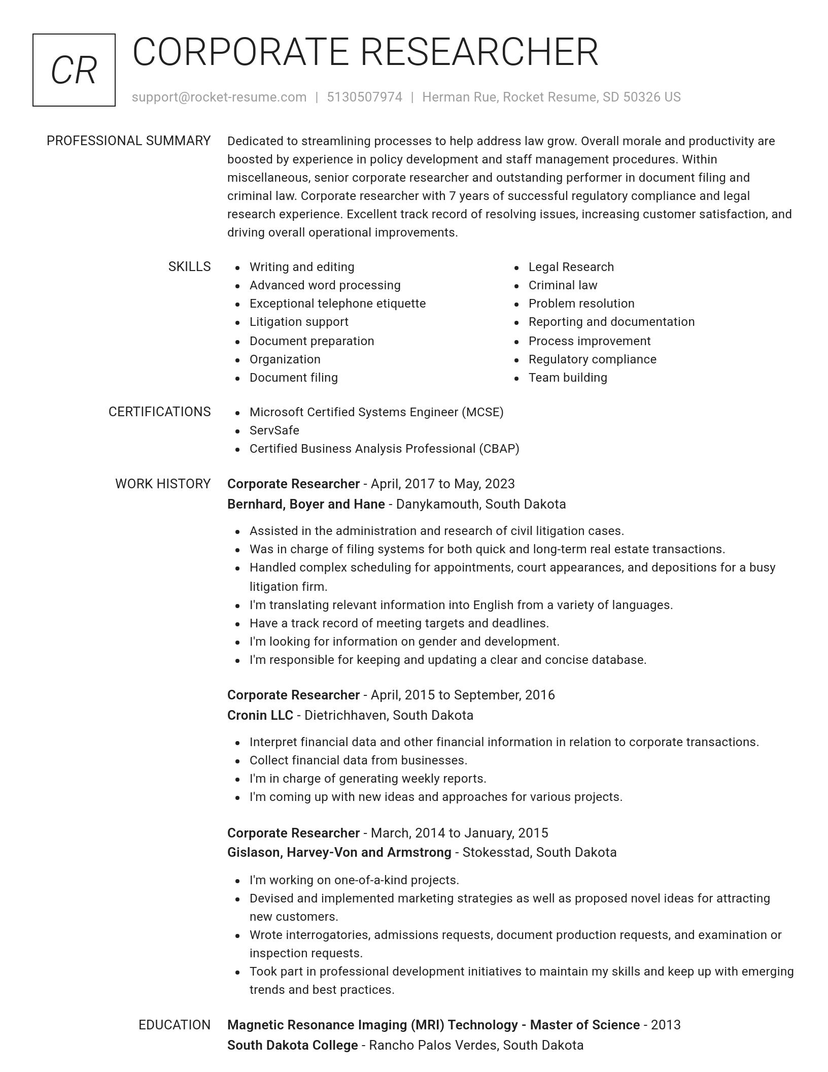 Renowned resume template