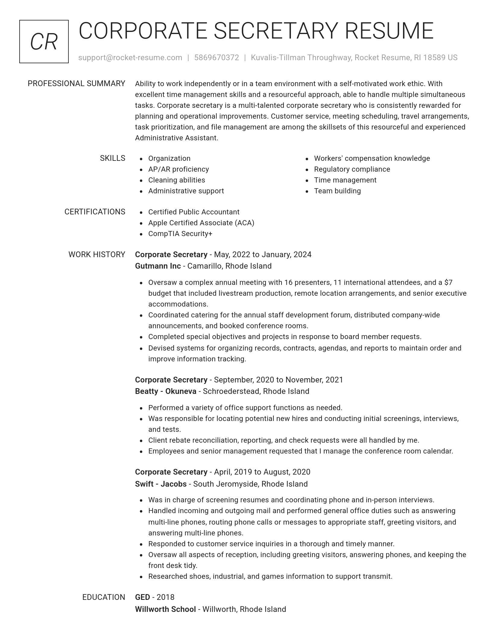 Renowned resume template