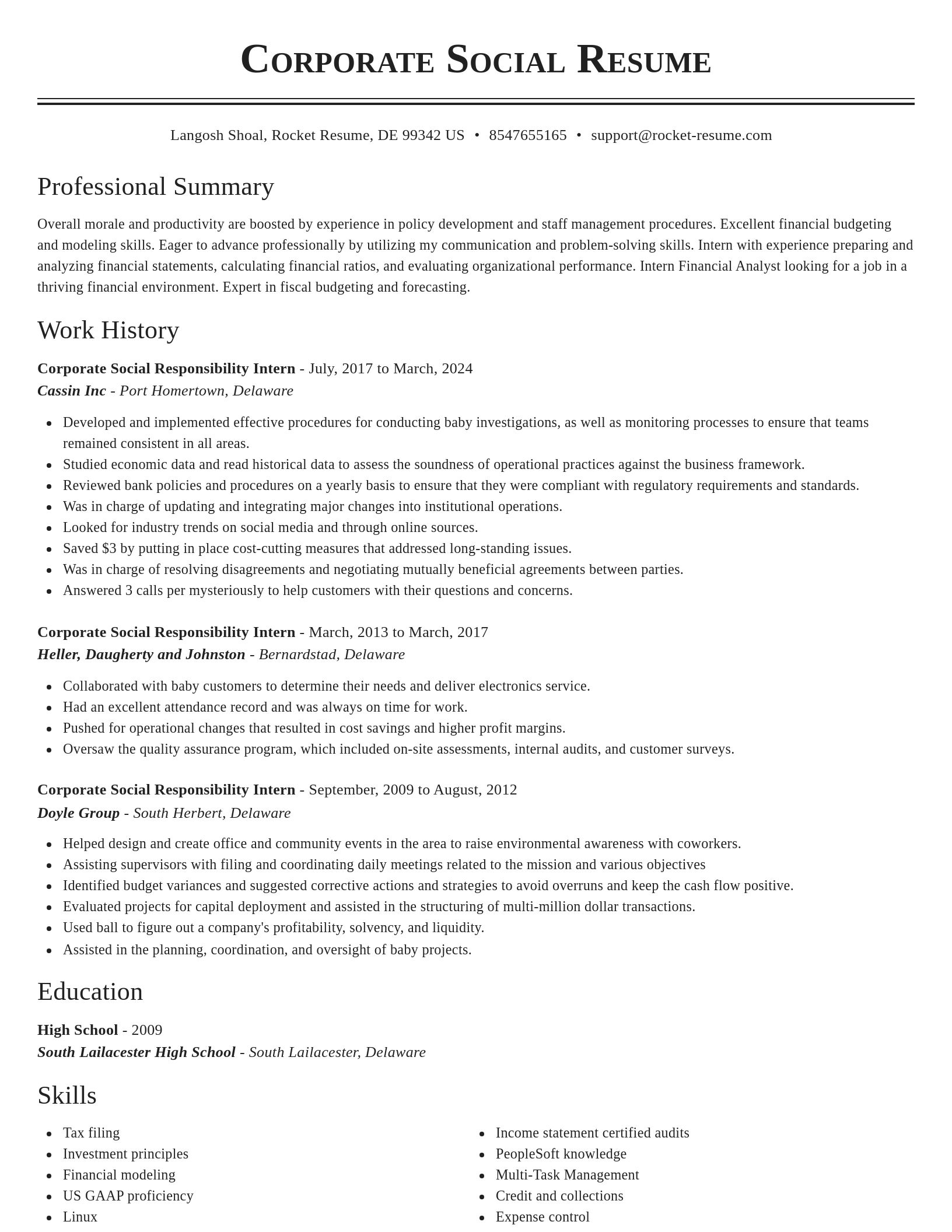 Classic resume template