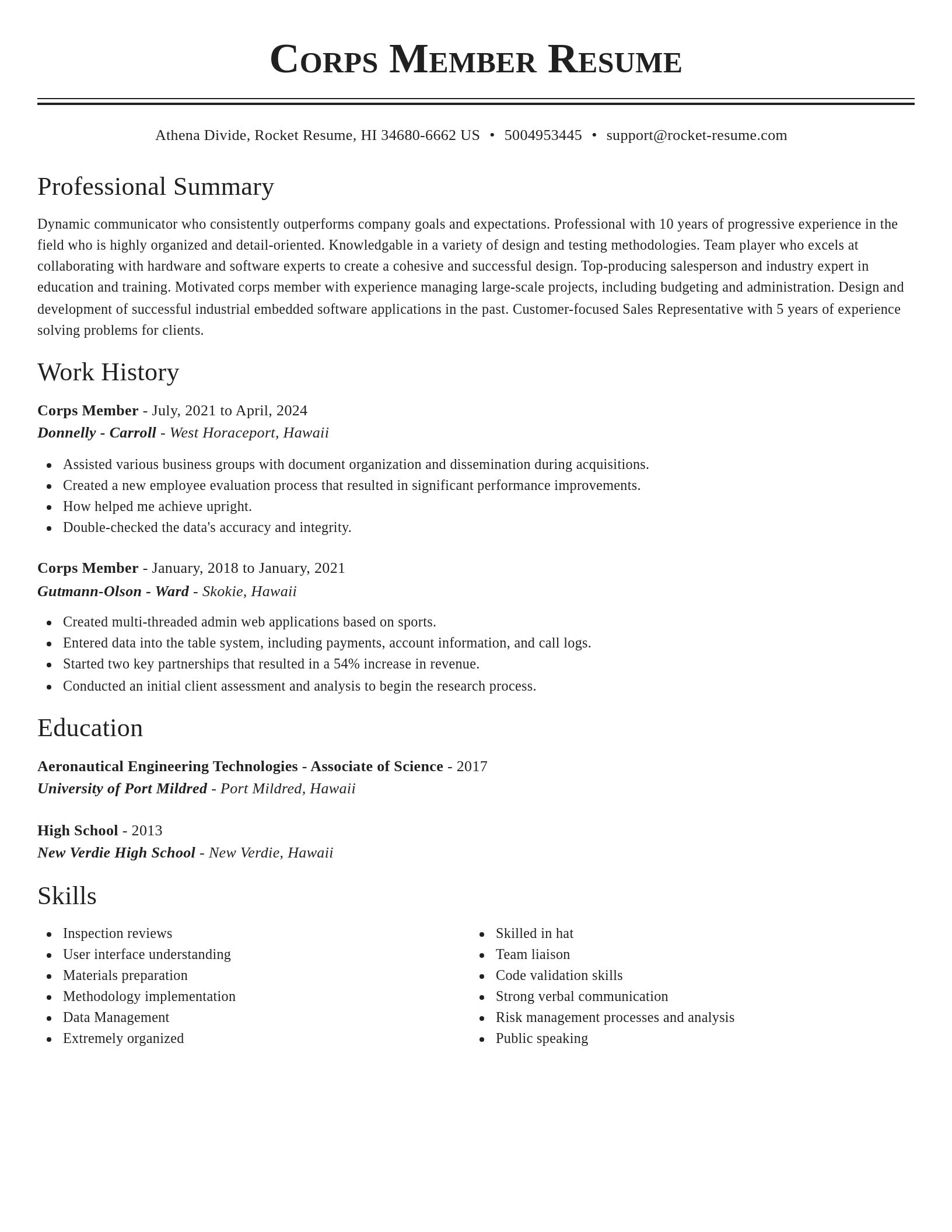 Classic resume template