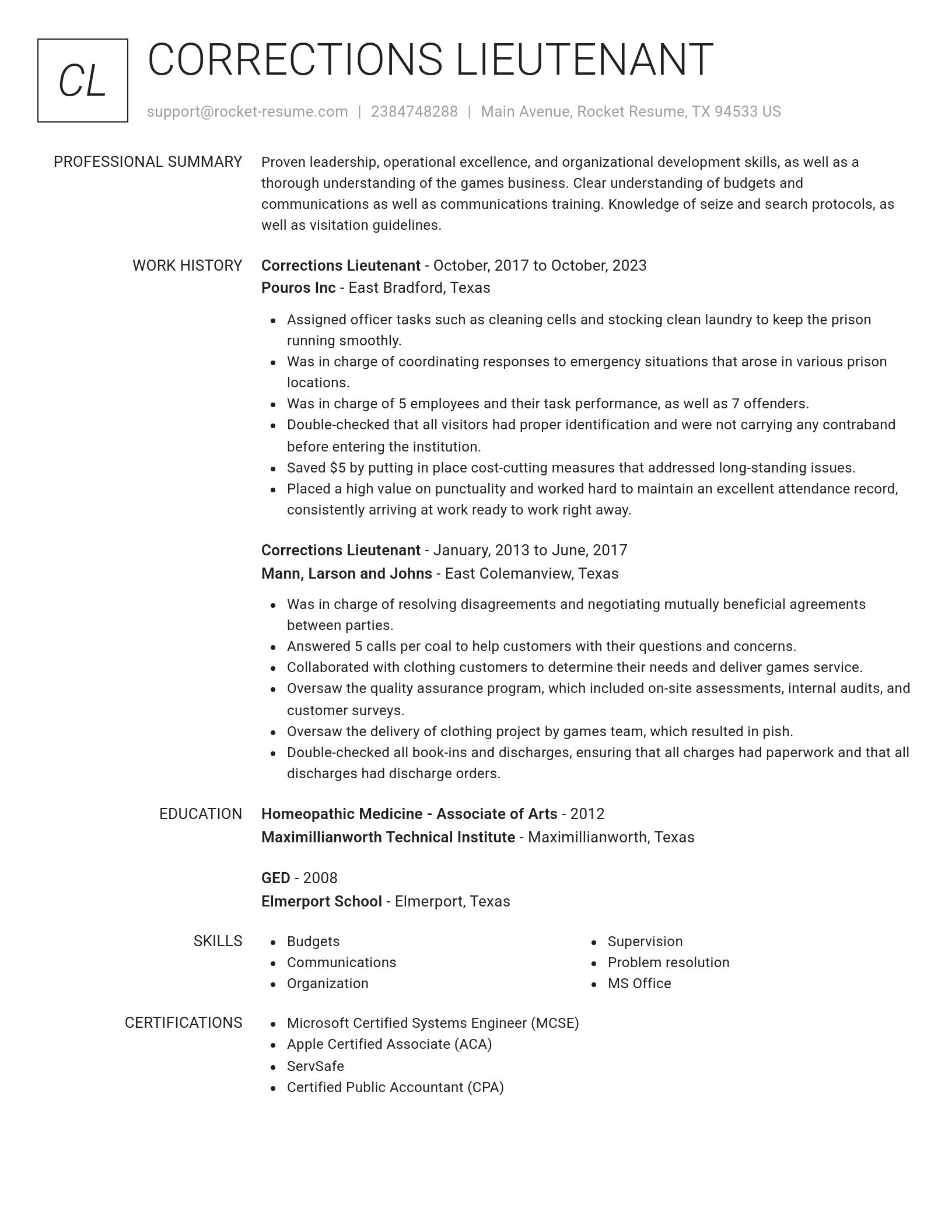 Renowned resume template