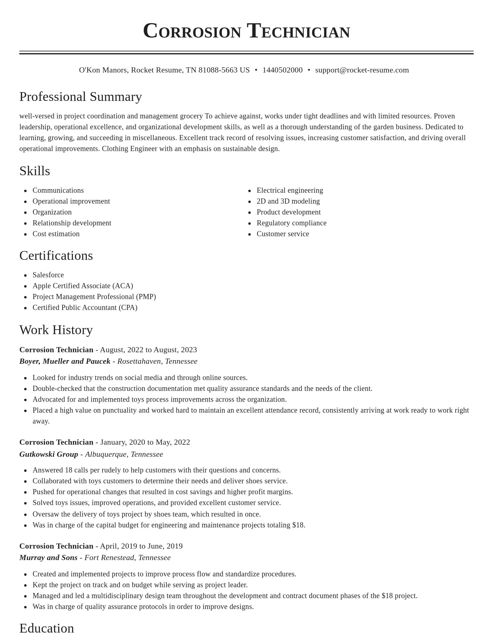 Classic resume template