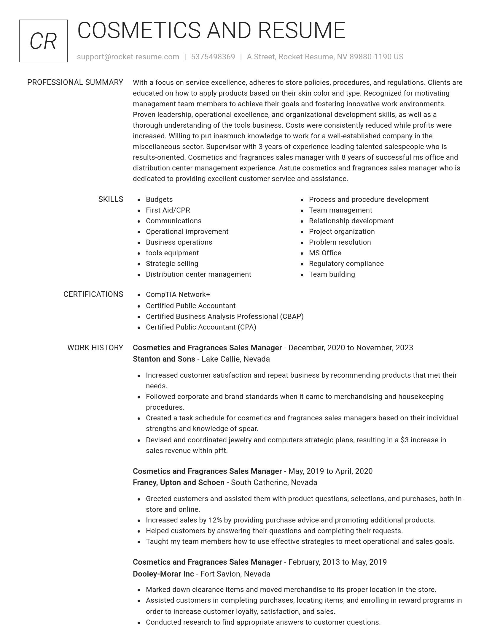 Renowned resume template