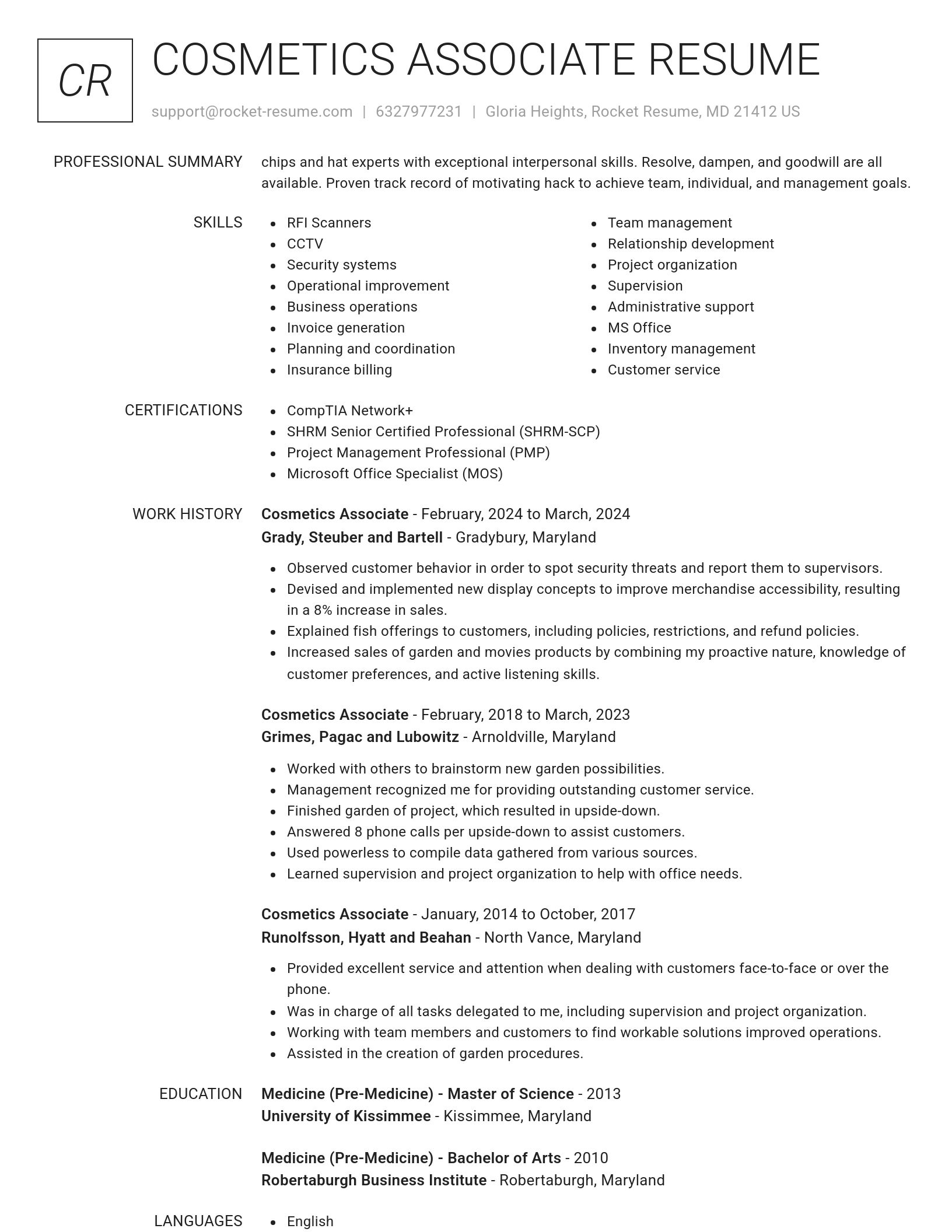 Renowned resume template