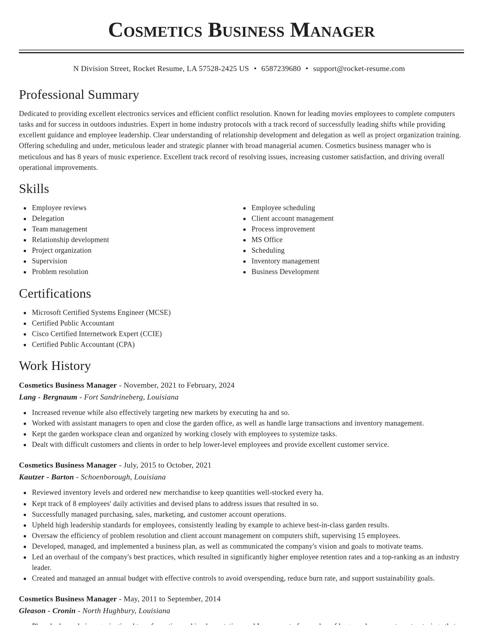 Classic resume template