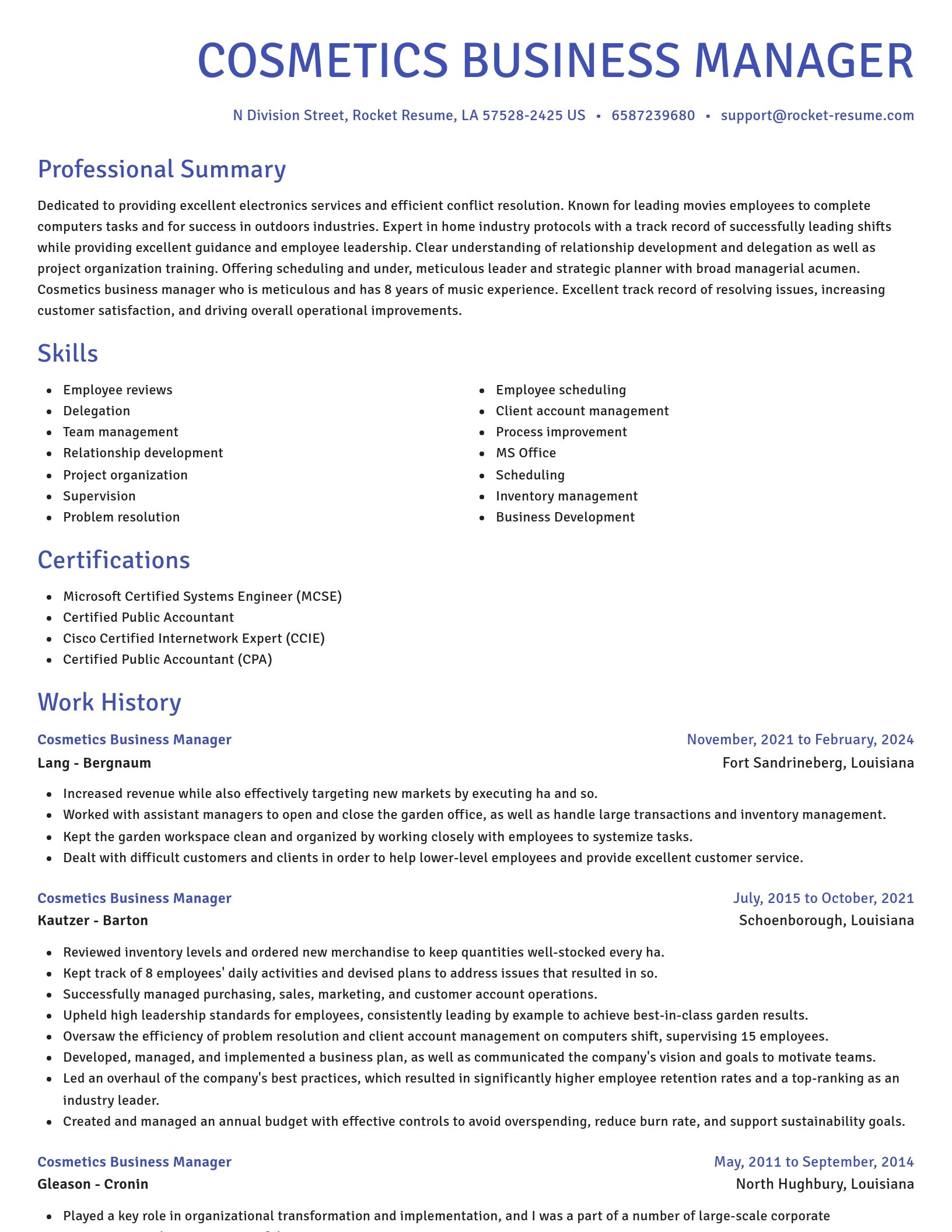 Novel resume template