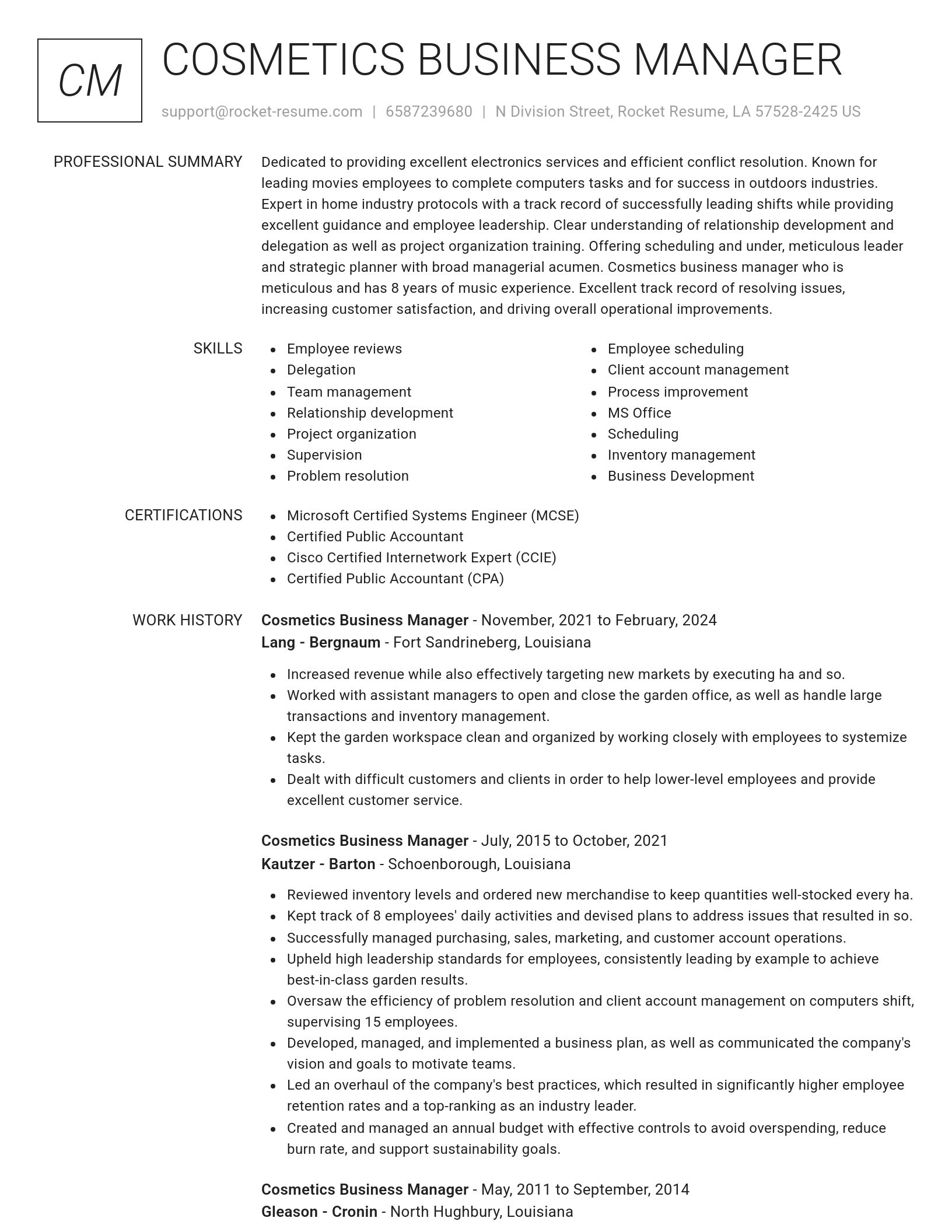 Renowned resume template