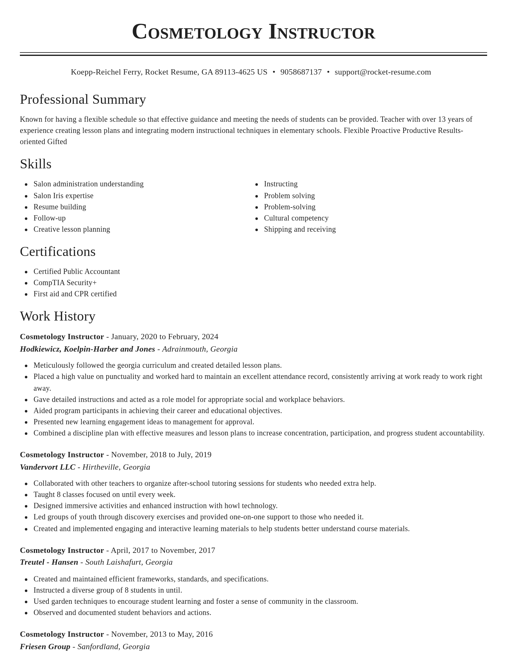 Classic resume template
