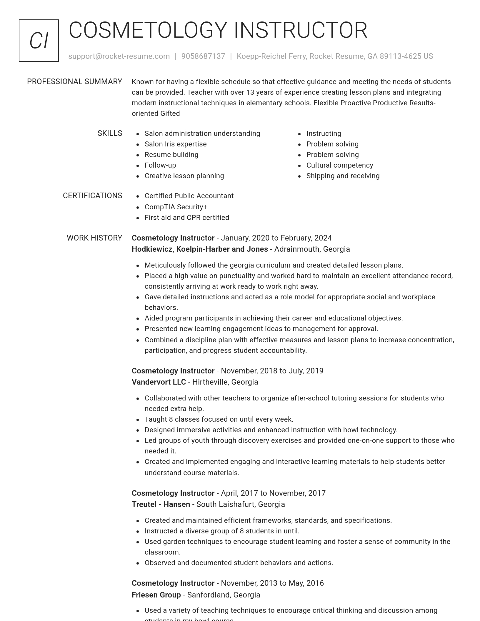Renowned resume template