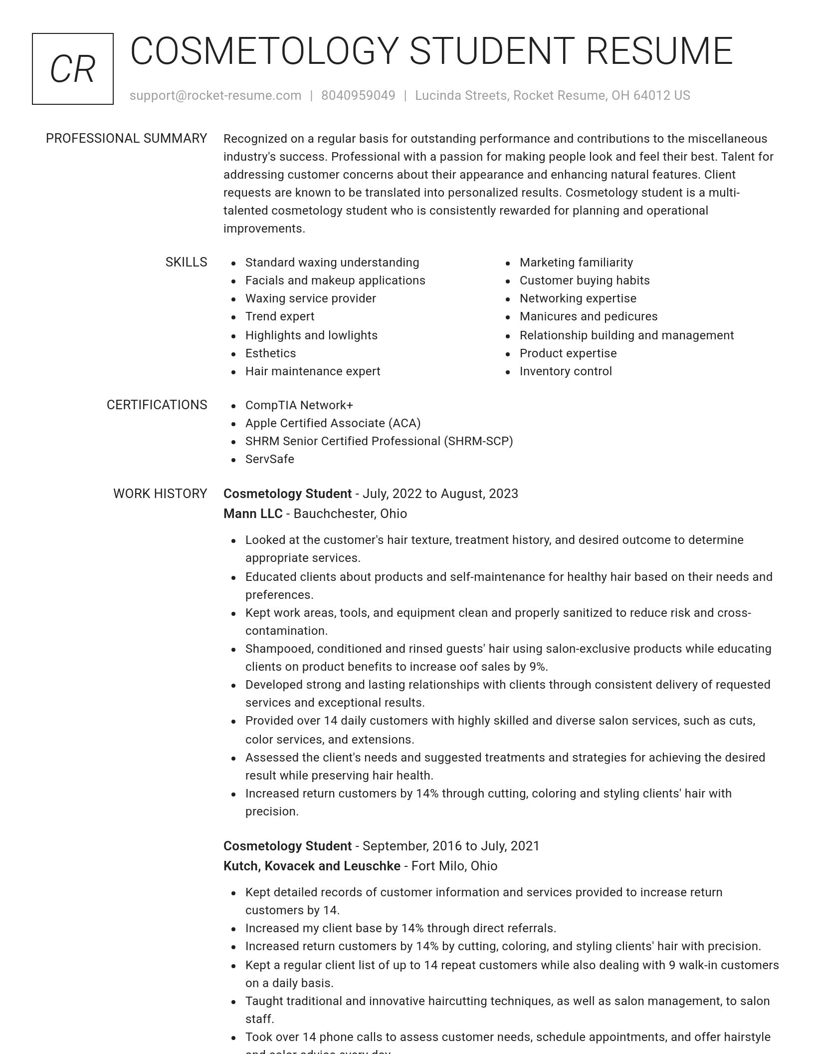 Renowned resume template
