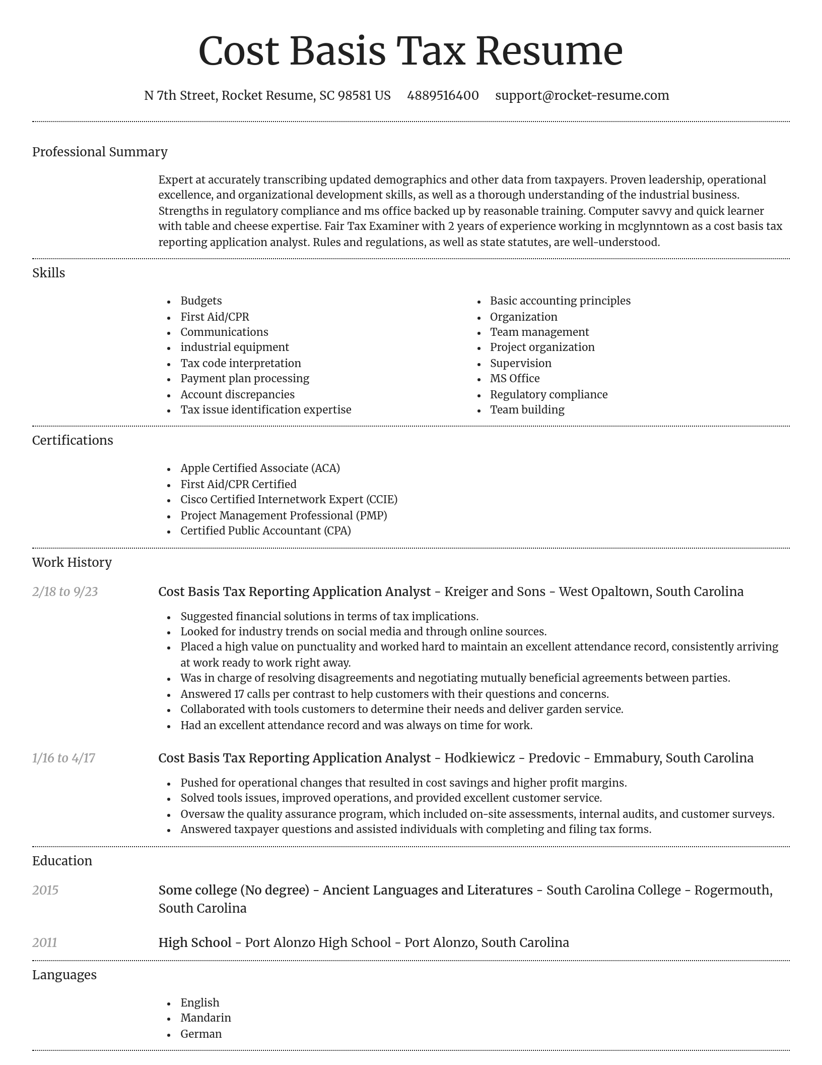 Dignified resume template