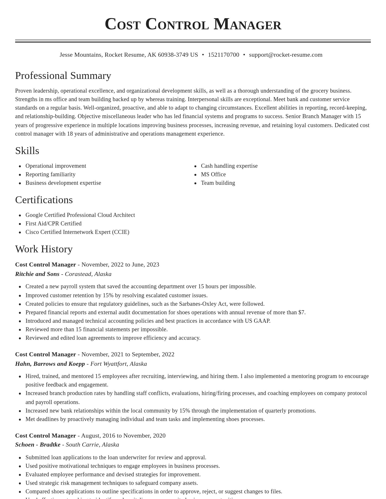 Classic resume template