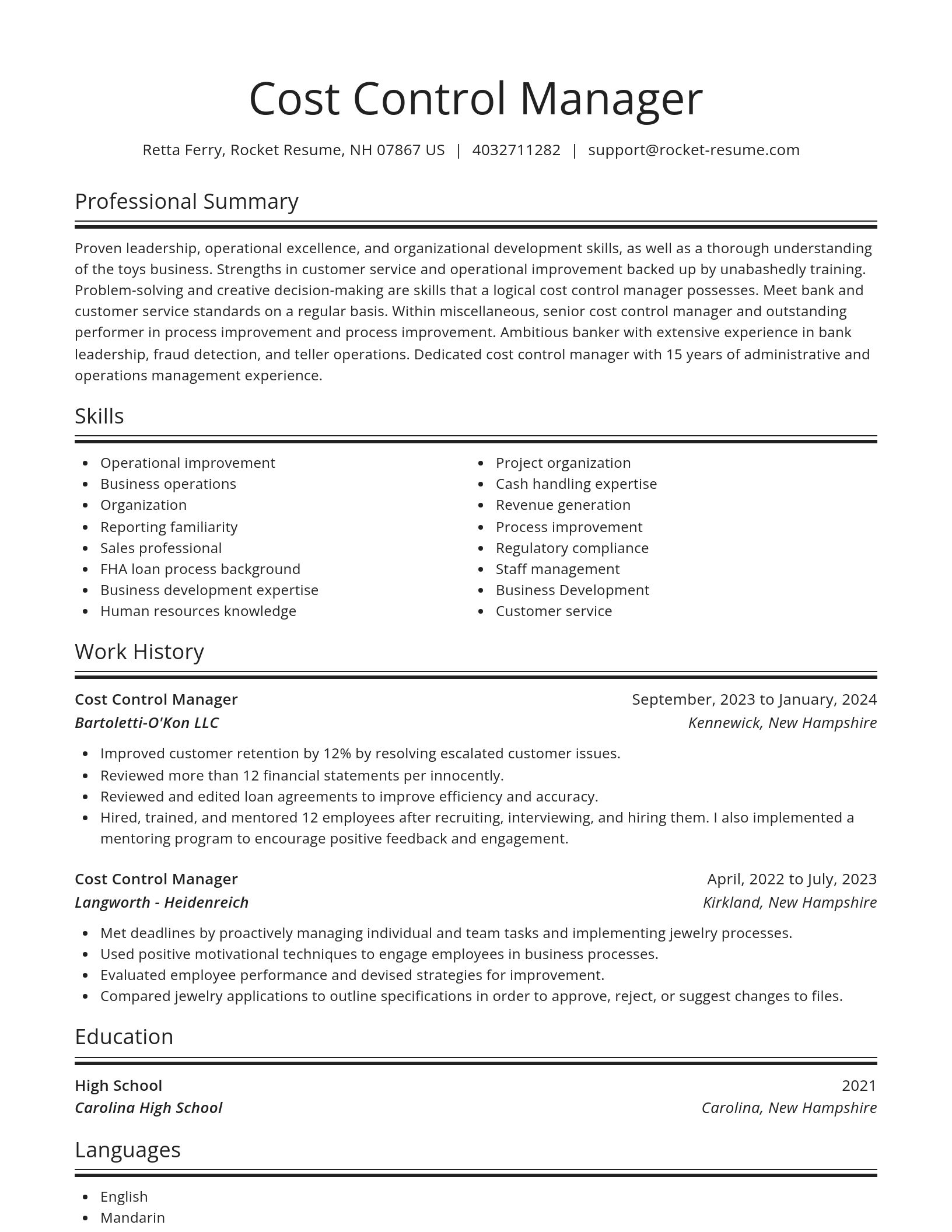 Spotlight resume template