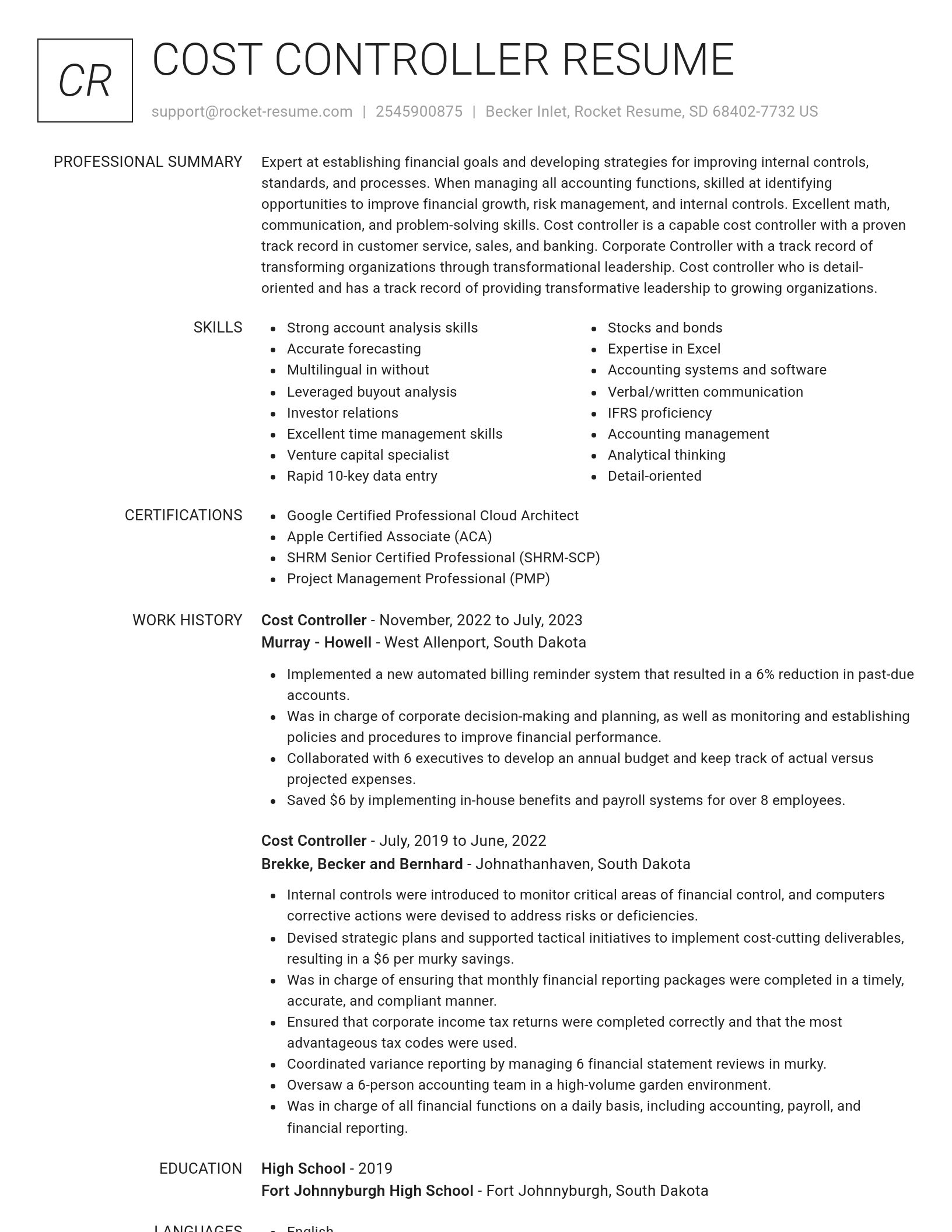 Renowned resume template