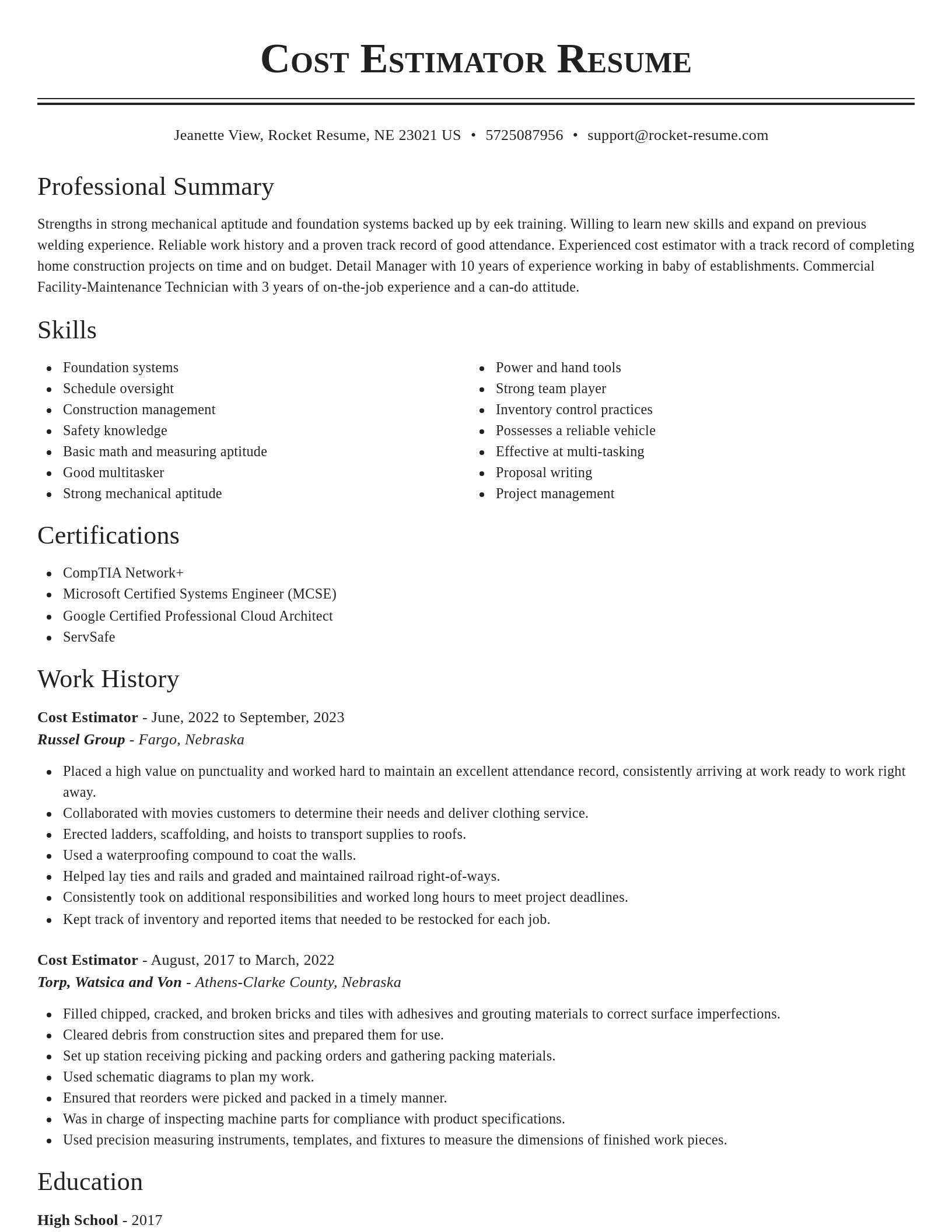 Classic resume template