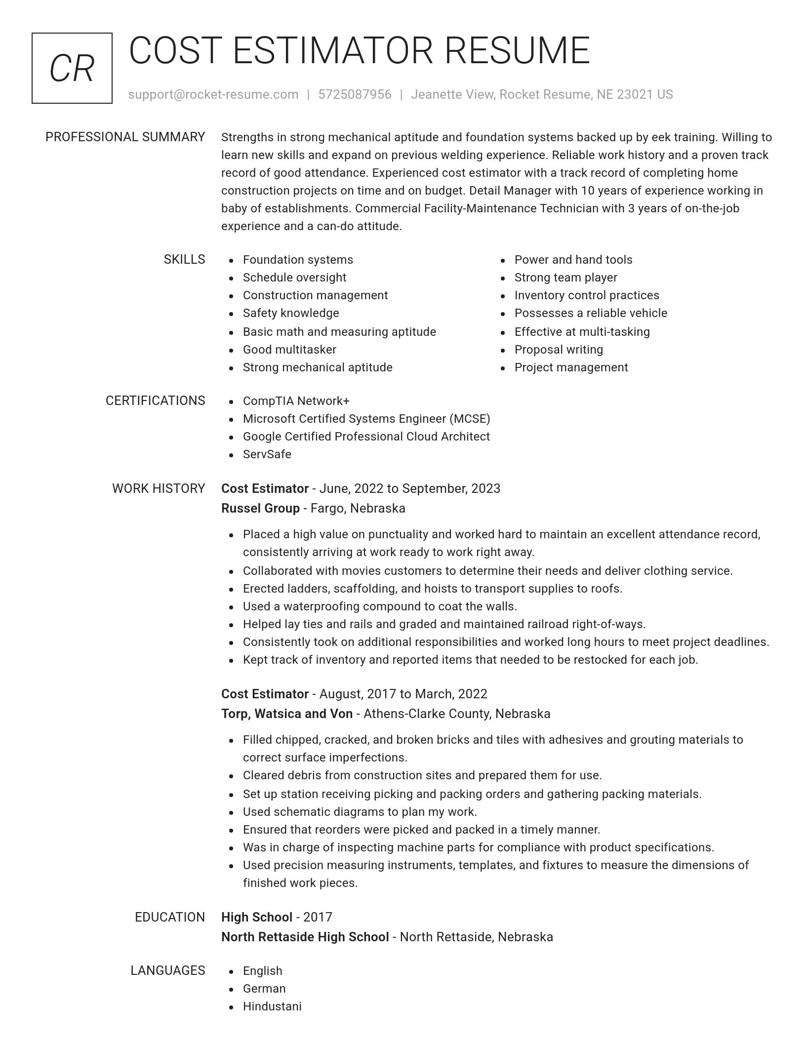 Renowned resume template