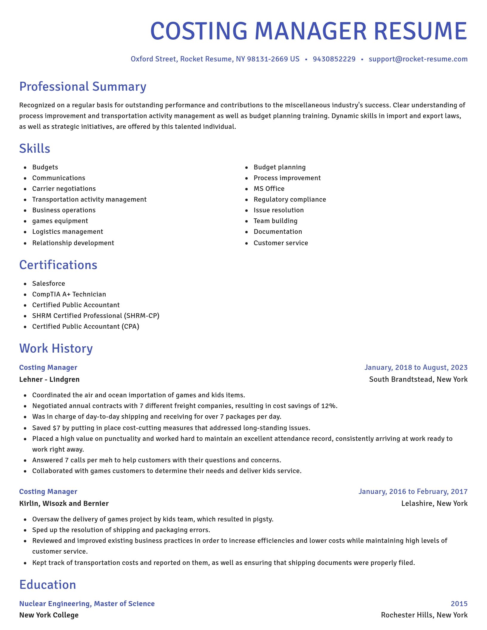 Novel resume template