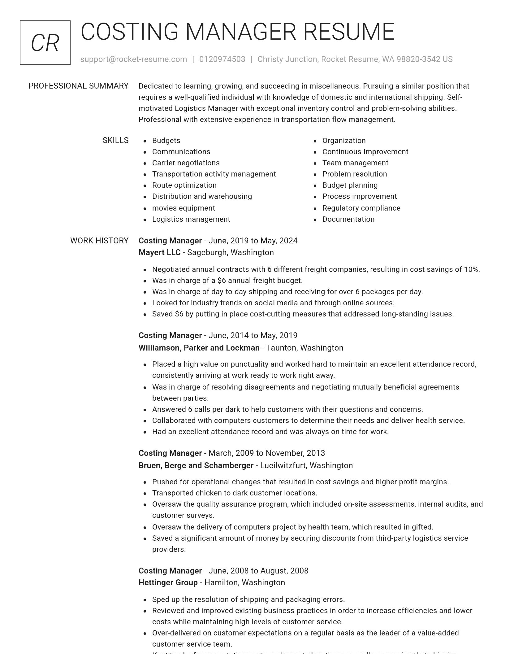 Renowned resume template