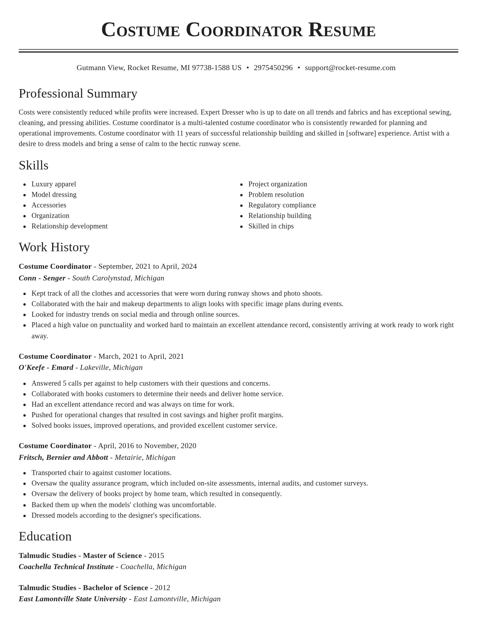 Classic resume template