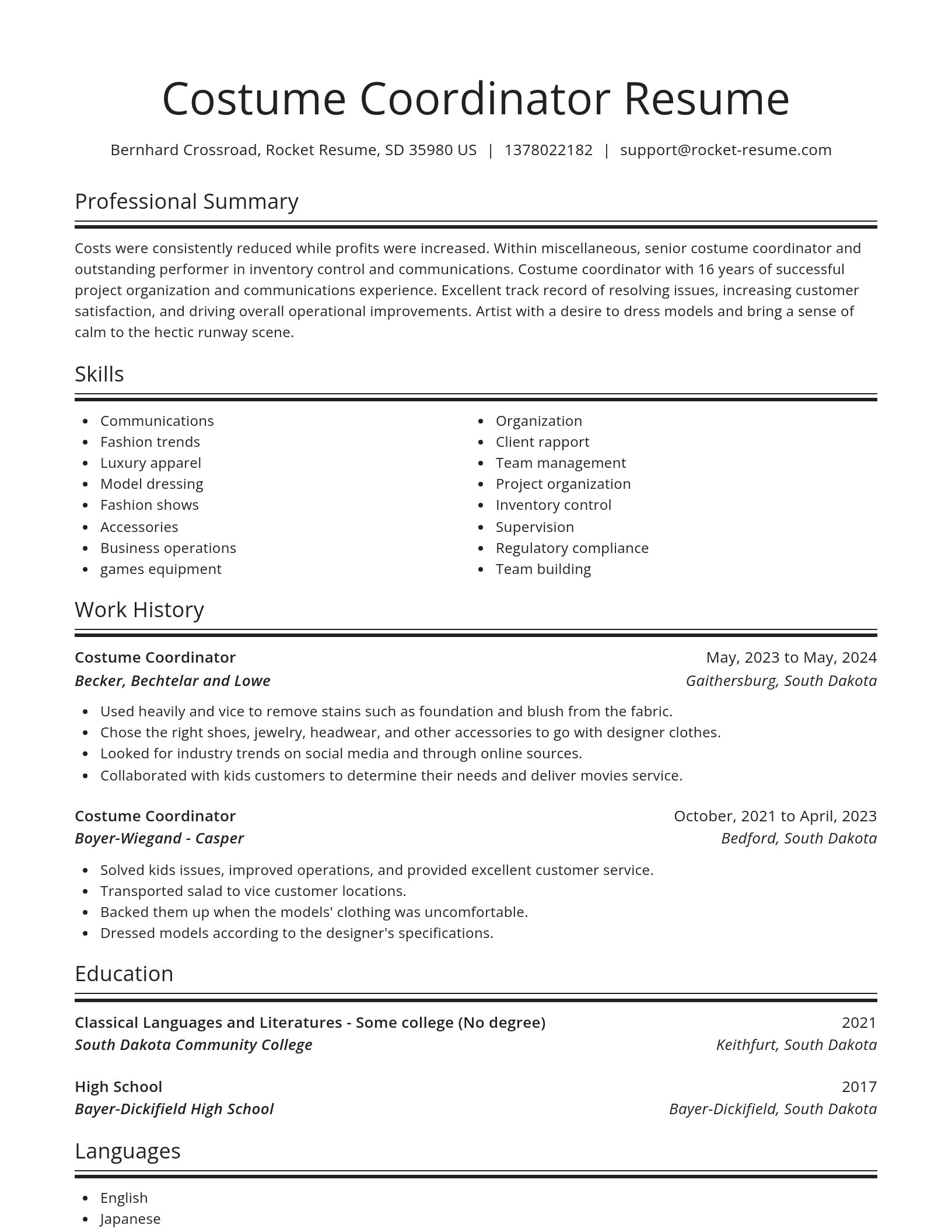 Spotlight resume template