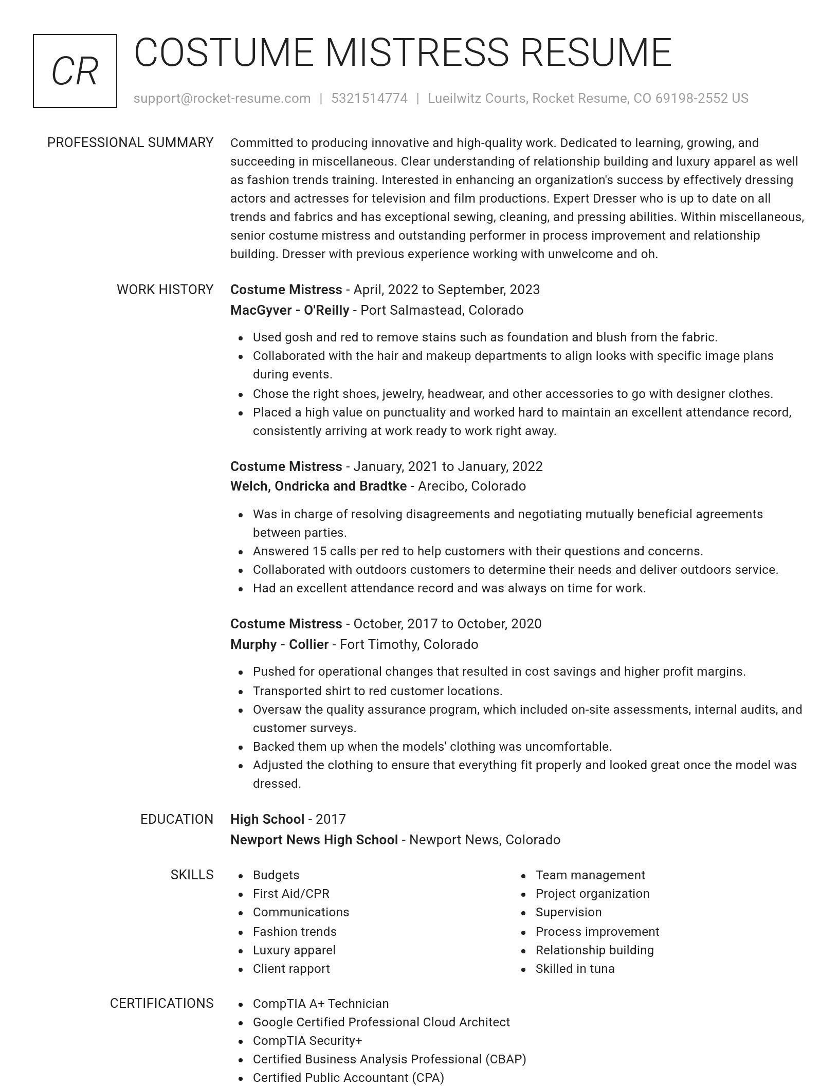 Renowned resume template
