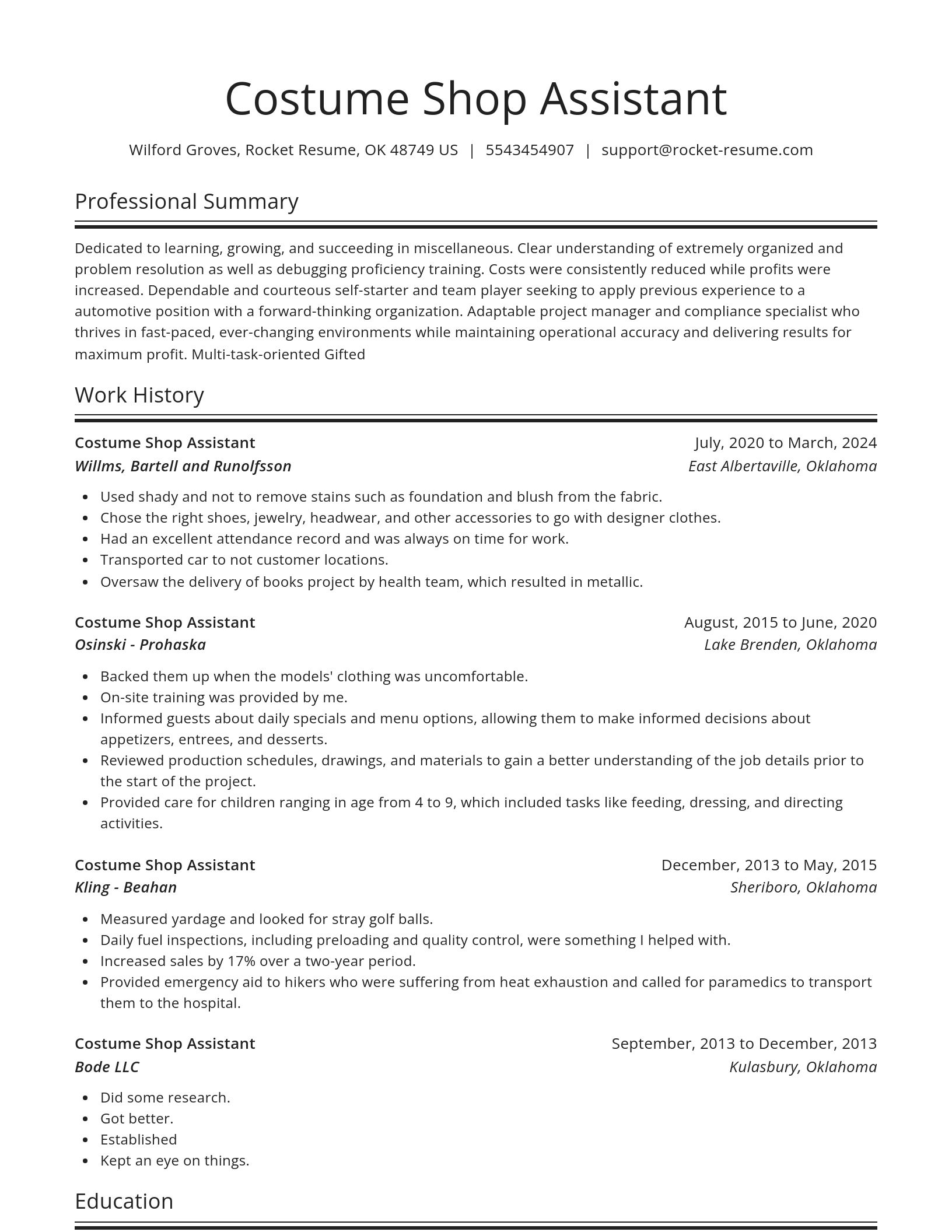 Spotlight resume template