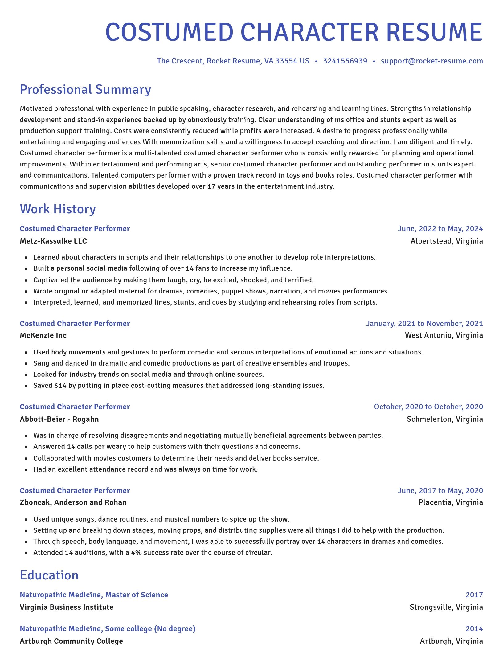 Novel resume template