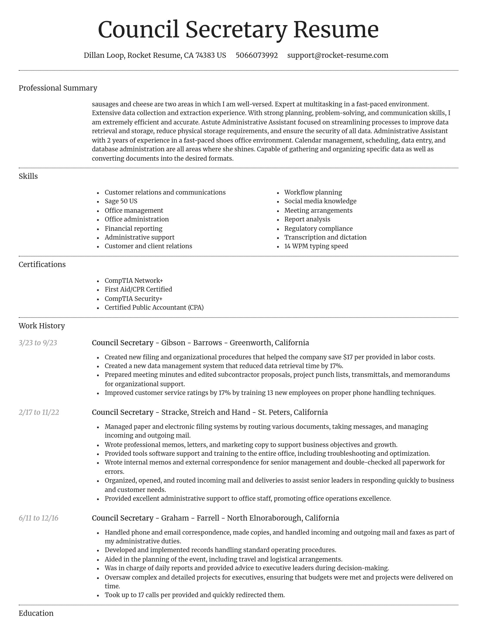 Dignified resume template