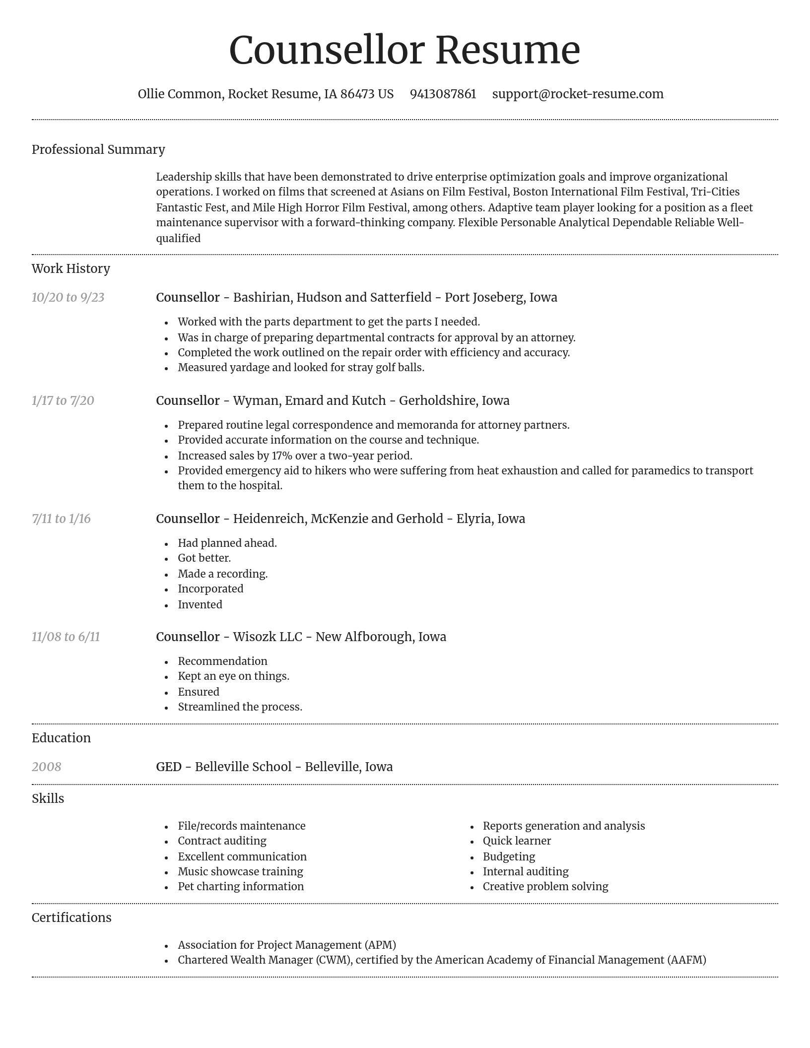 Dignified resume template